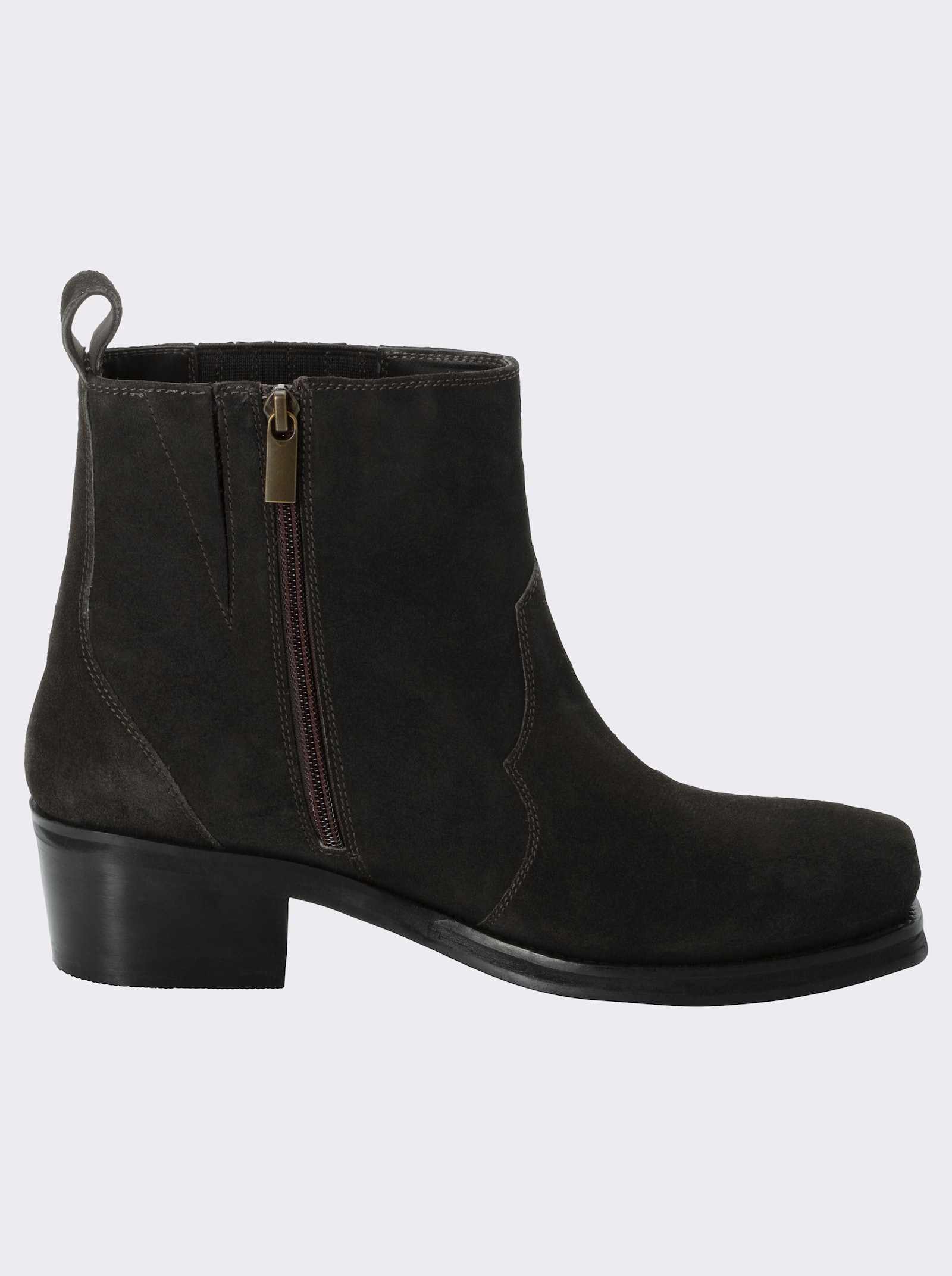 sheego Cowboy Stiefelette aus Veloursleder - schoko