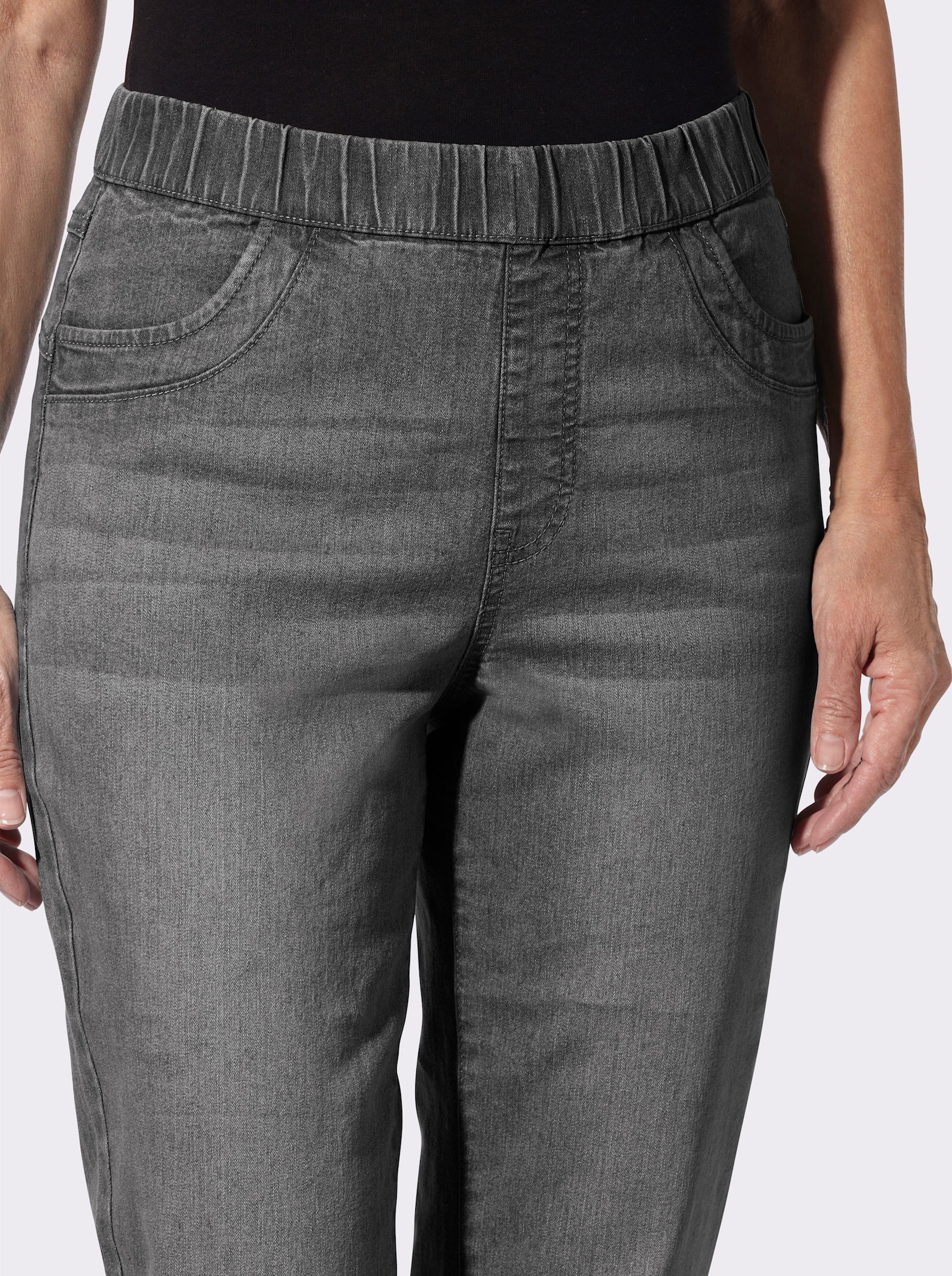 Schlupfjeans mit geradem Bein - anthrazit-grey-denim