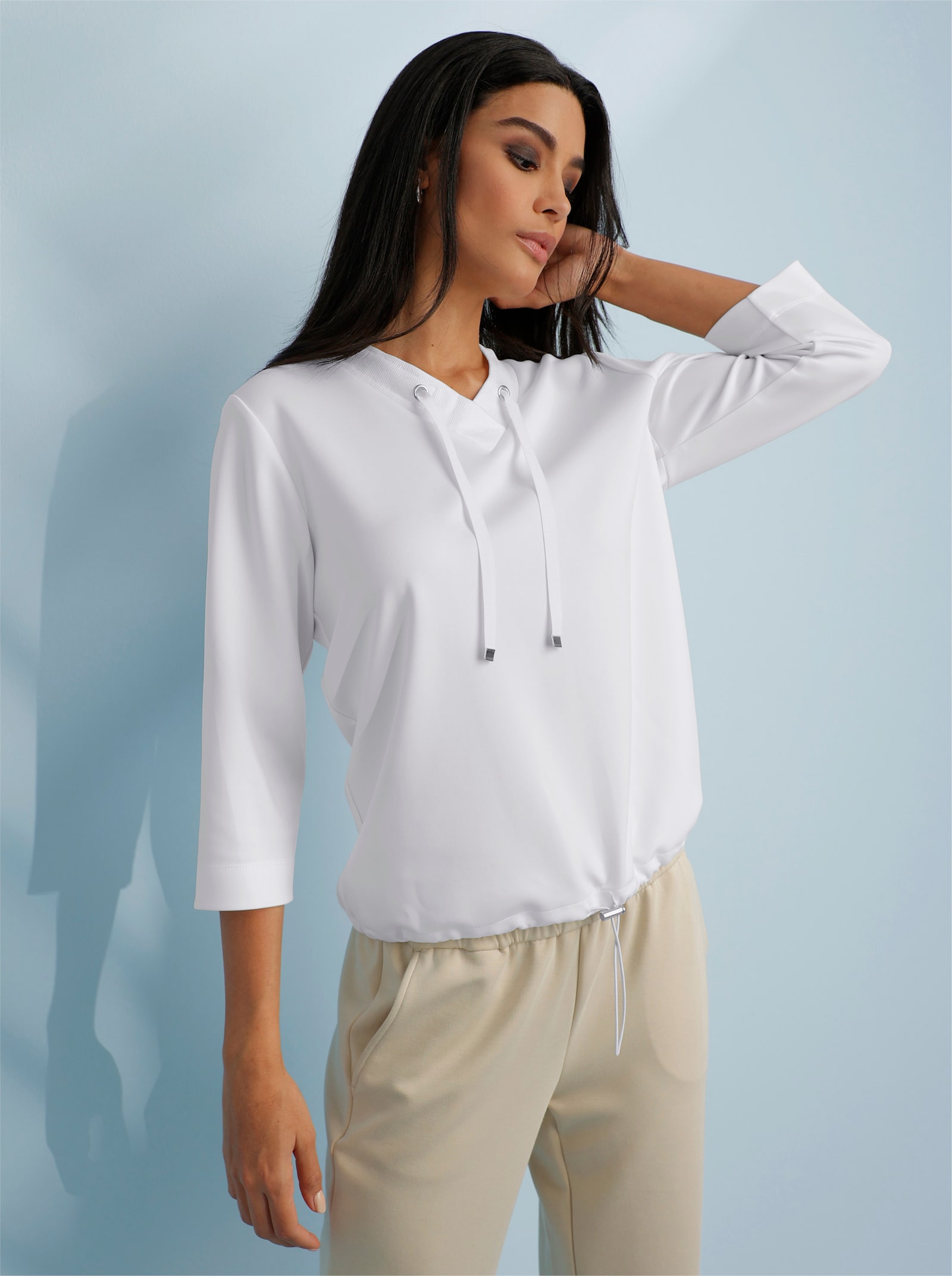 heine Sweatshirt mit V-Ausschnitt - ecru