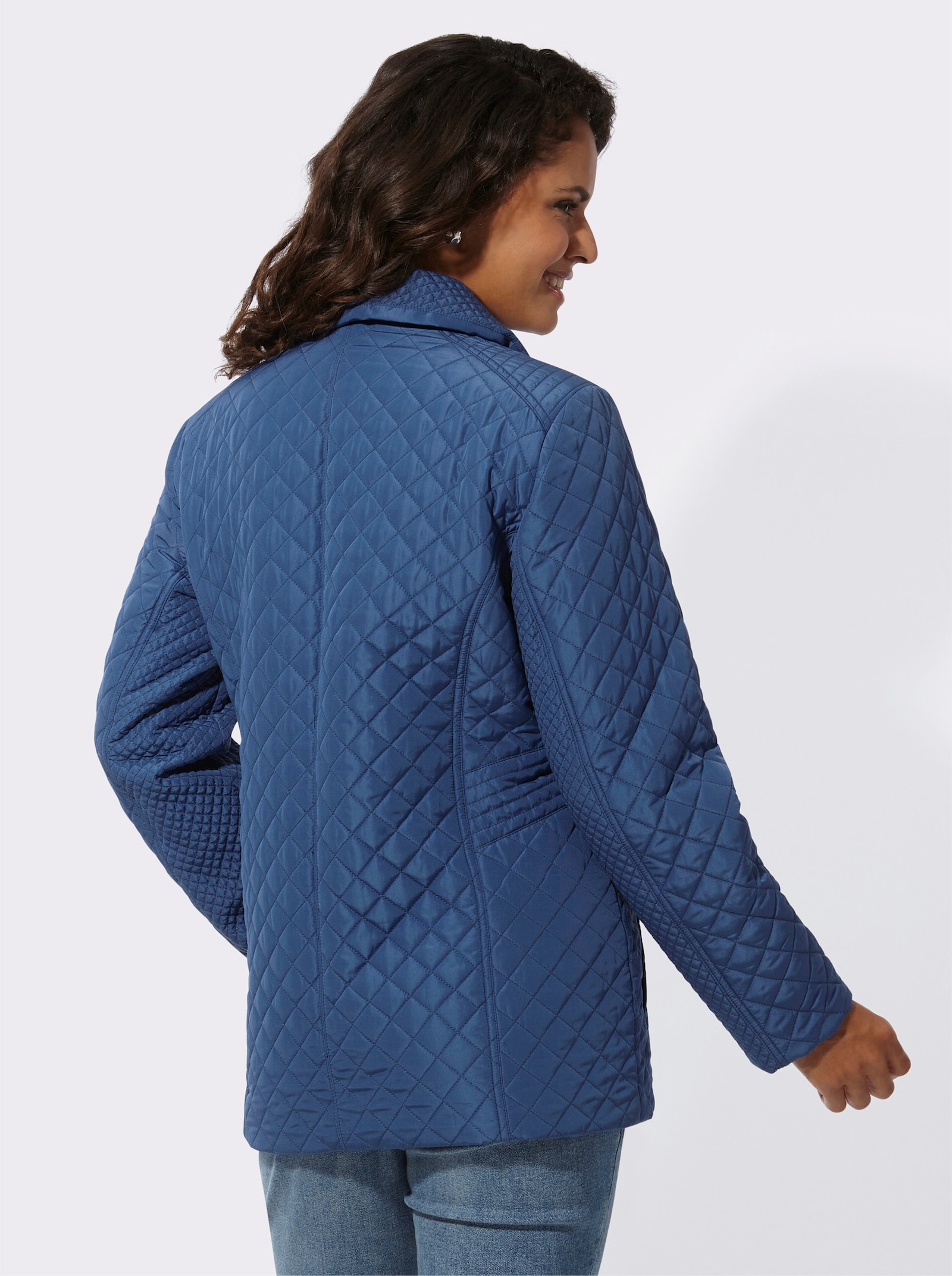 Steppjacke mit Schulterpolstern - jeansblau