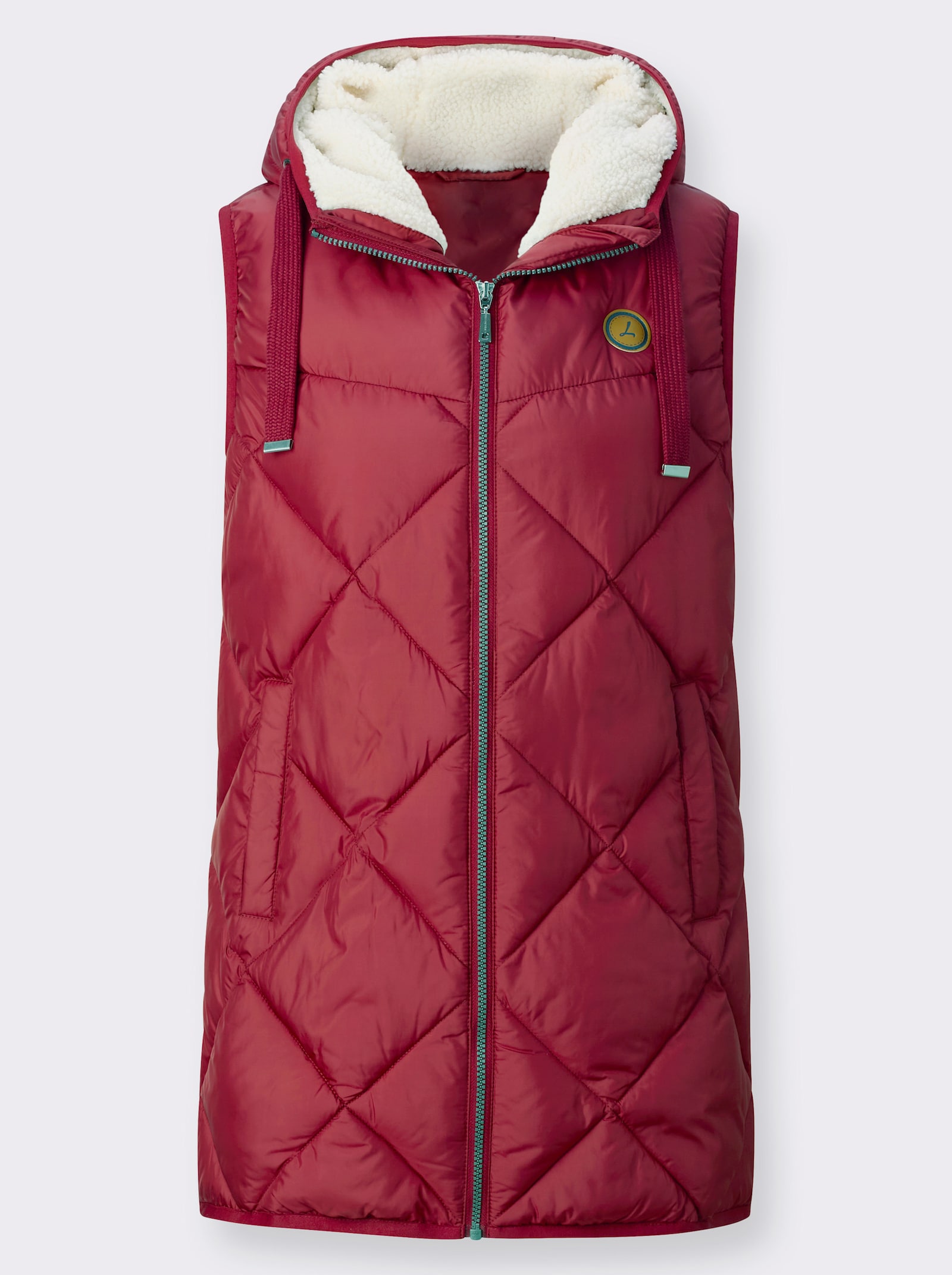 Kapuzenweste mit Fleece-Futter - dunkelrot