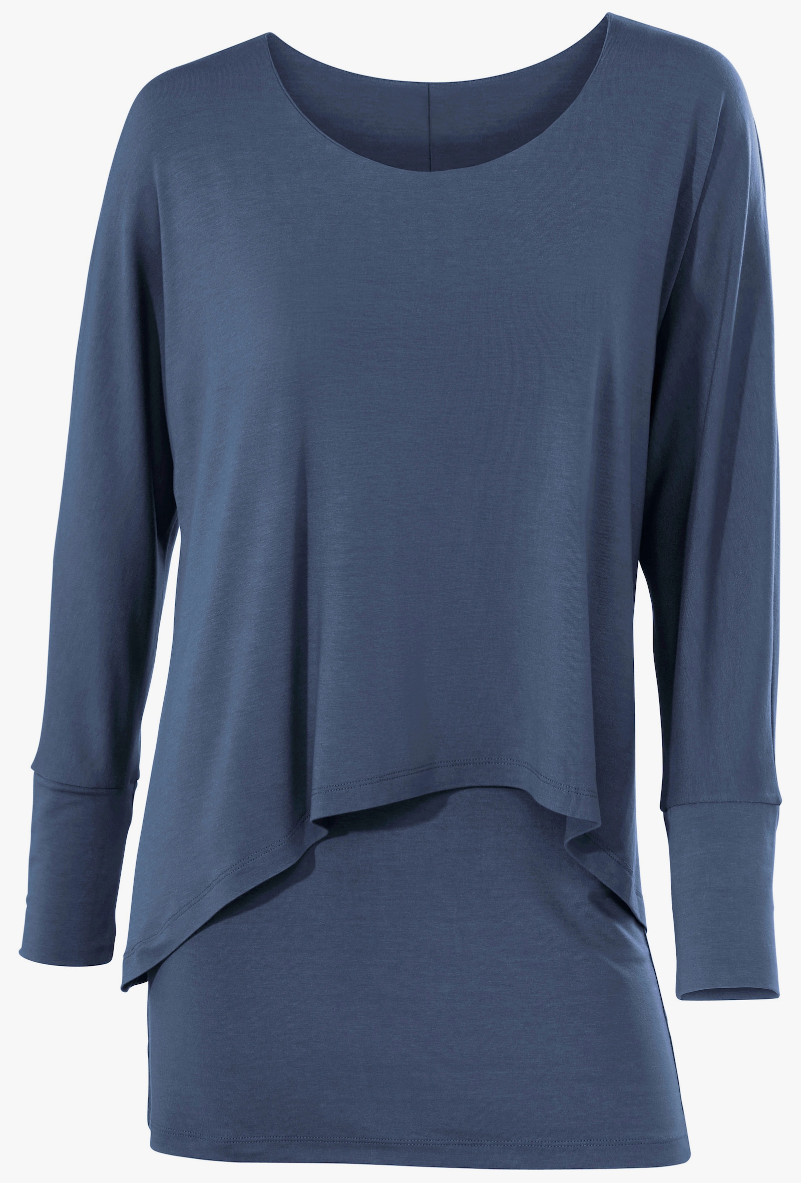 heine Rundhalsshirt mit Fledermaus-Ärmeln - jeansblau