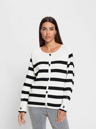 heine Strickjacke mit Blockstreifen - ecru-schwarz-gestreift