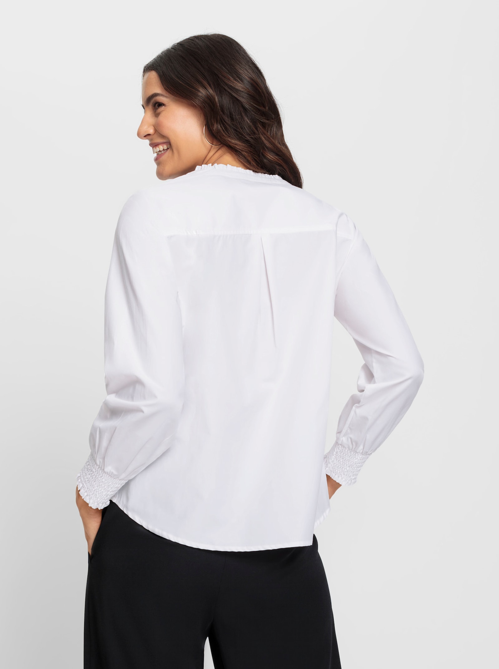 Comfortblouse met ruchedetails - wit