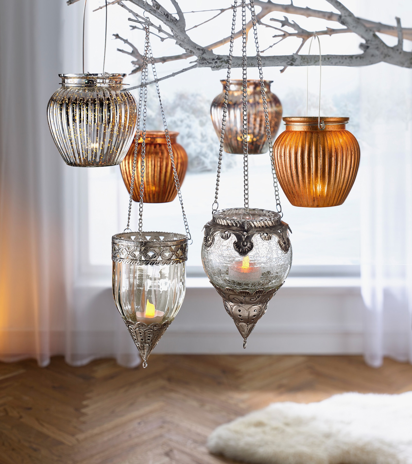 heine home Hängeampel - antiksilberfarben