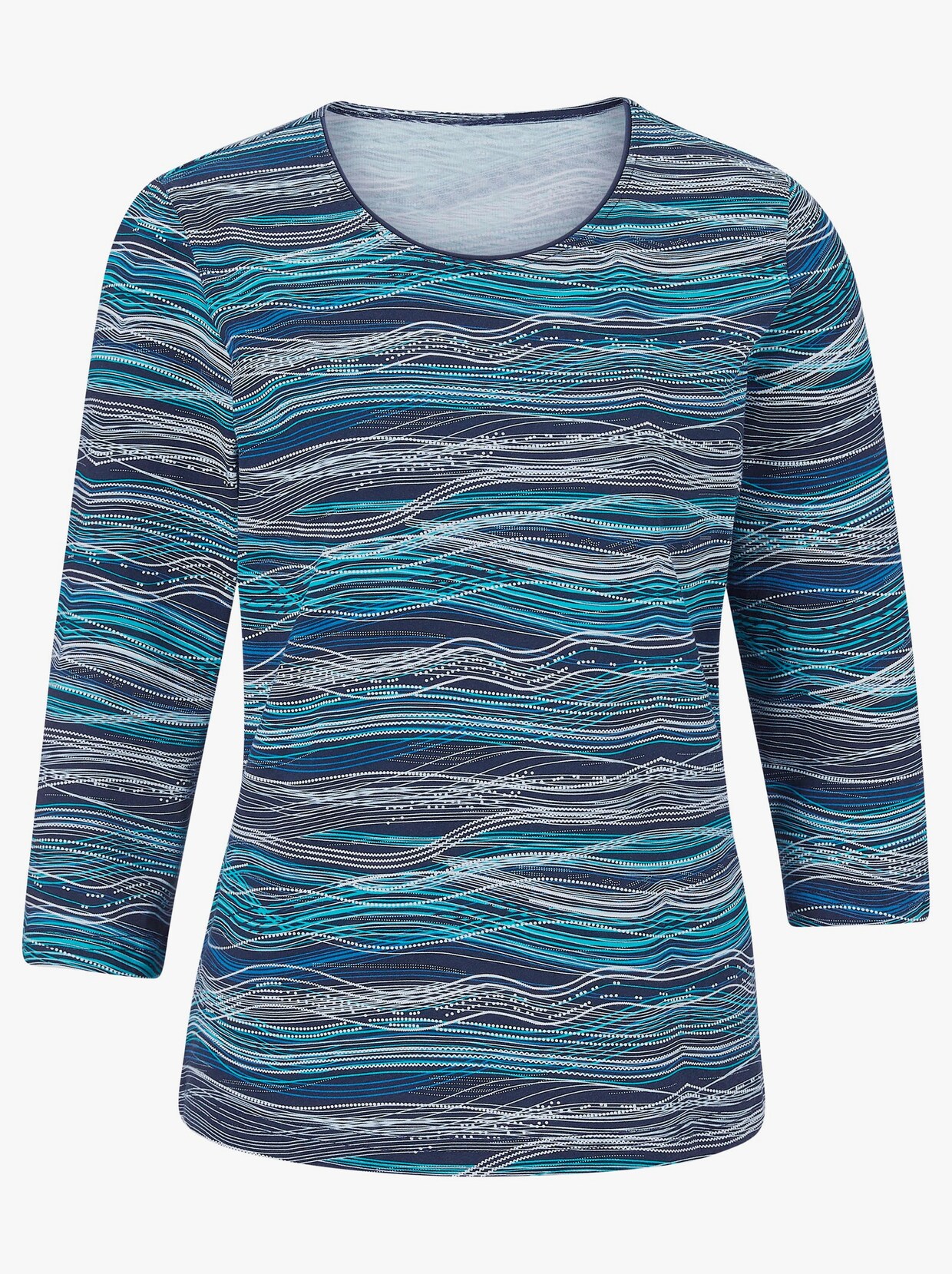 Tričko s 3/4 rukávem - Námořnická modrá-tyrkysová-vzor