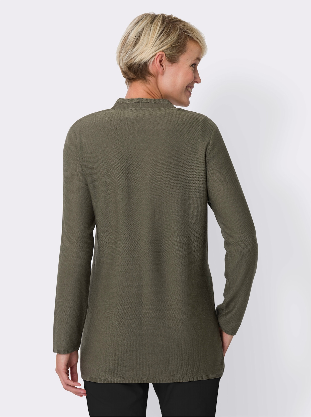 Lang gebreid vest - kaki