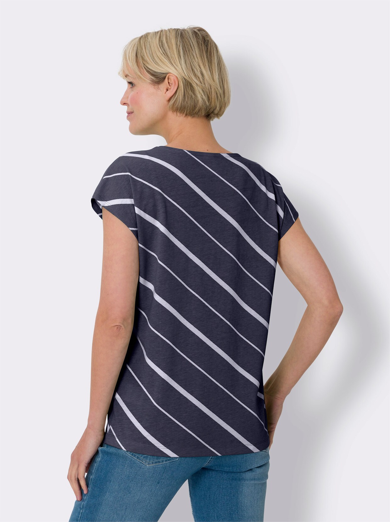 Shirt met korte mouwen - marine/wit gestreept