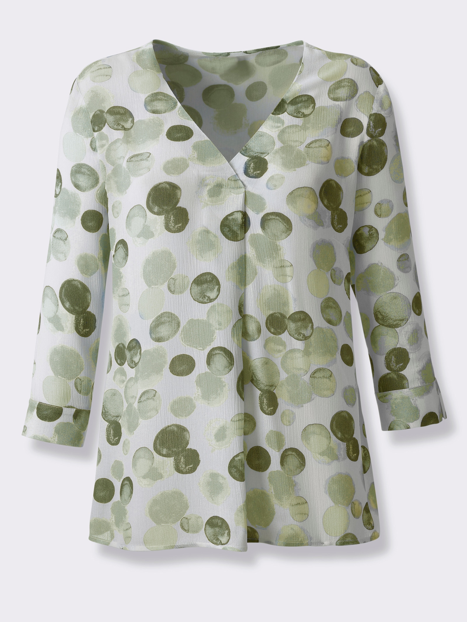 heine Druckbluse mit Tupfenmuster - ecru-khaki-bedruckt