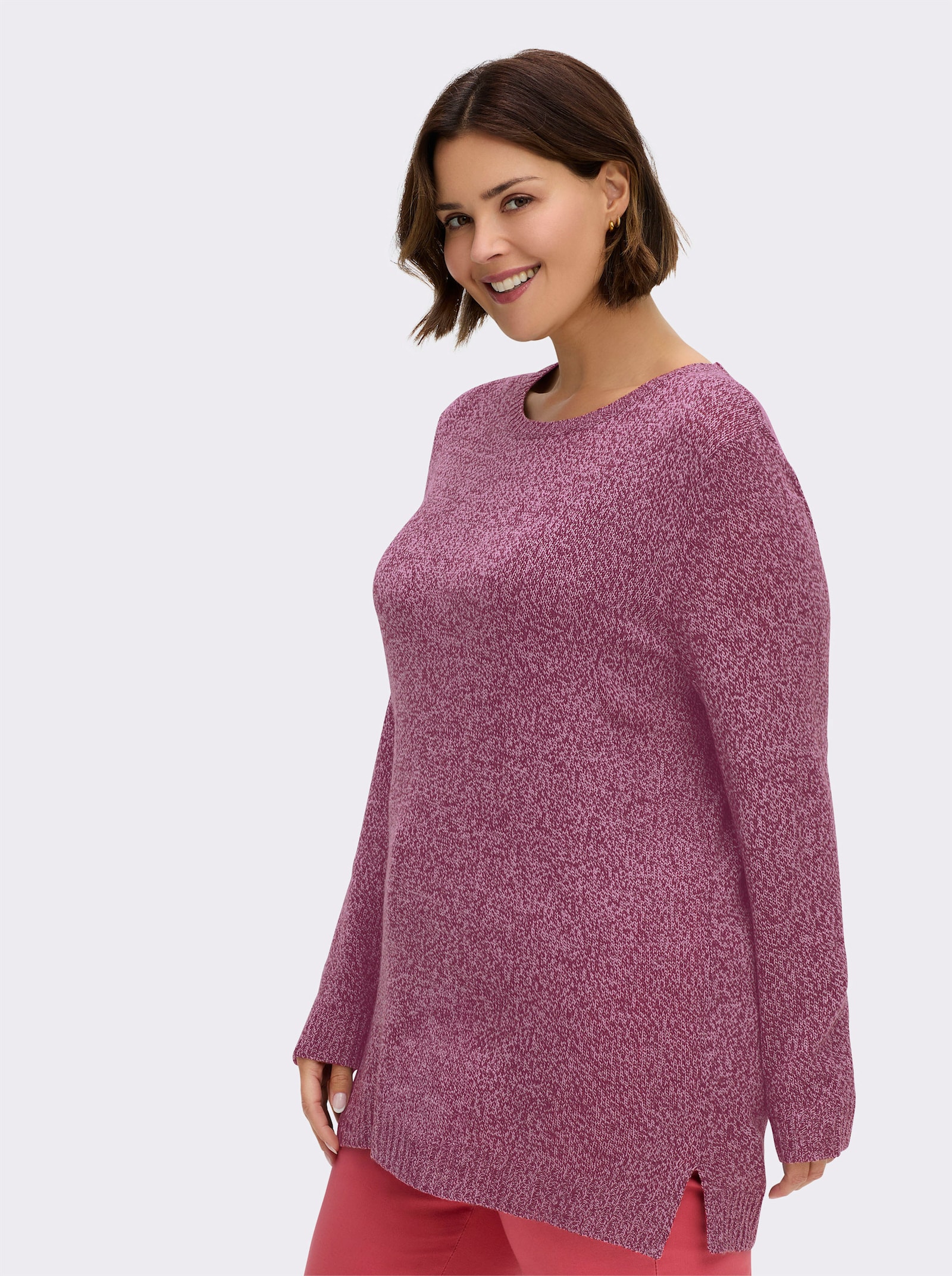 Longpullover aus Melange-Garn - malve-meliert