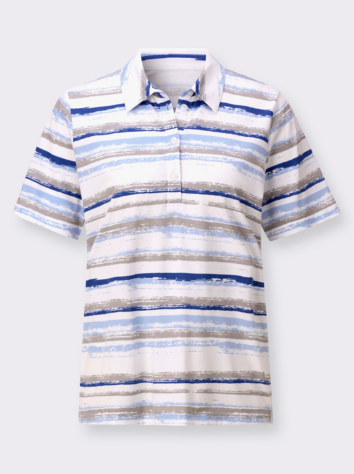 Poloshirt - jeansblau-weiß-geringelt
