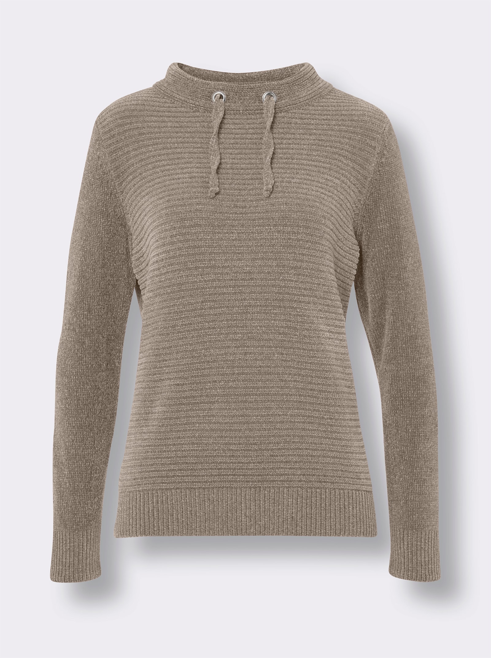 Langarm-Pullover aus Chenille-Garn - sesam