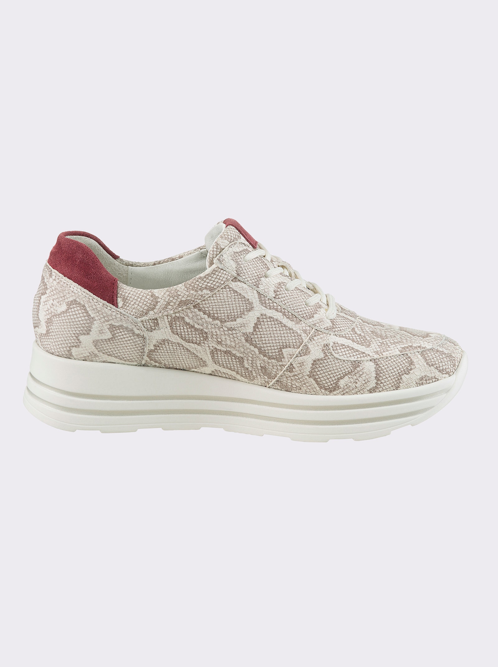 Waldläufer Sneaker mit Schlangenmuster, Leder - elfenbein-bedruckt