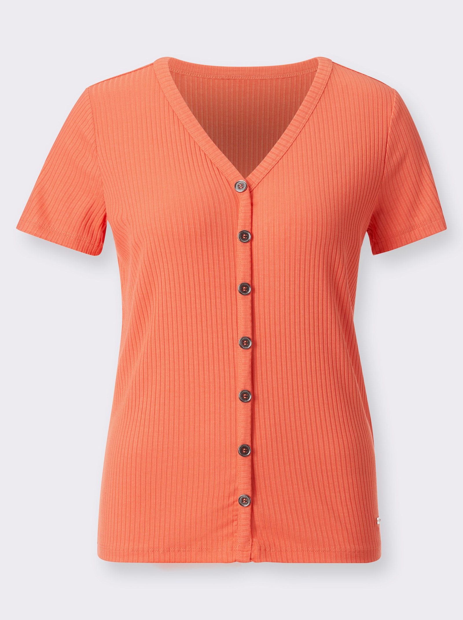 Kurzarmshirt in elastischer Ripp-Qualität - orange