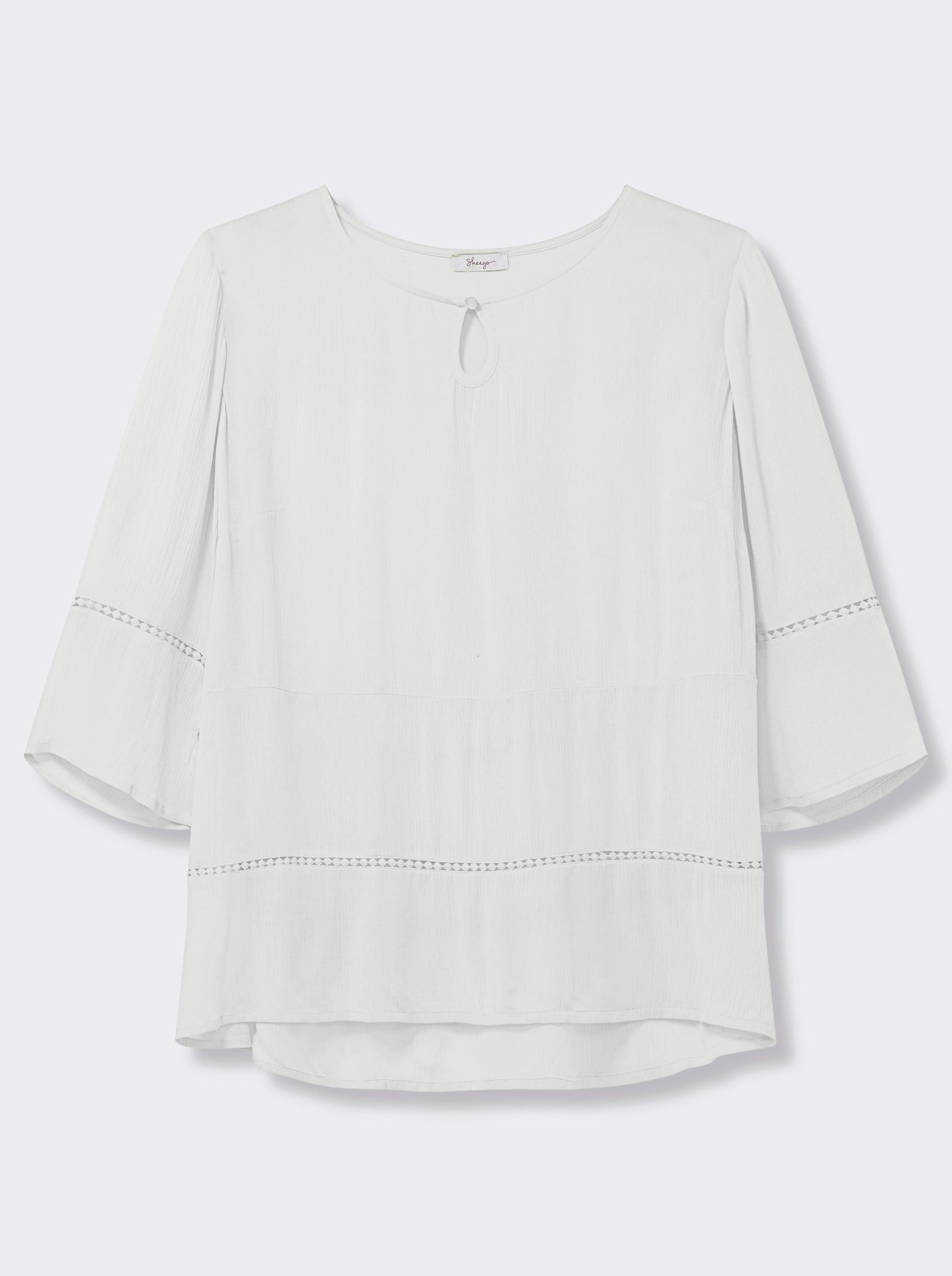sheego Tunika mit 3/4-Arm und Lochmusterborte - ecru