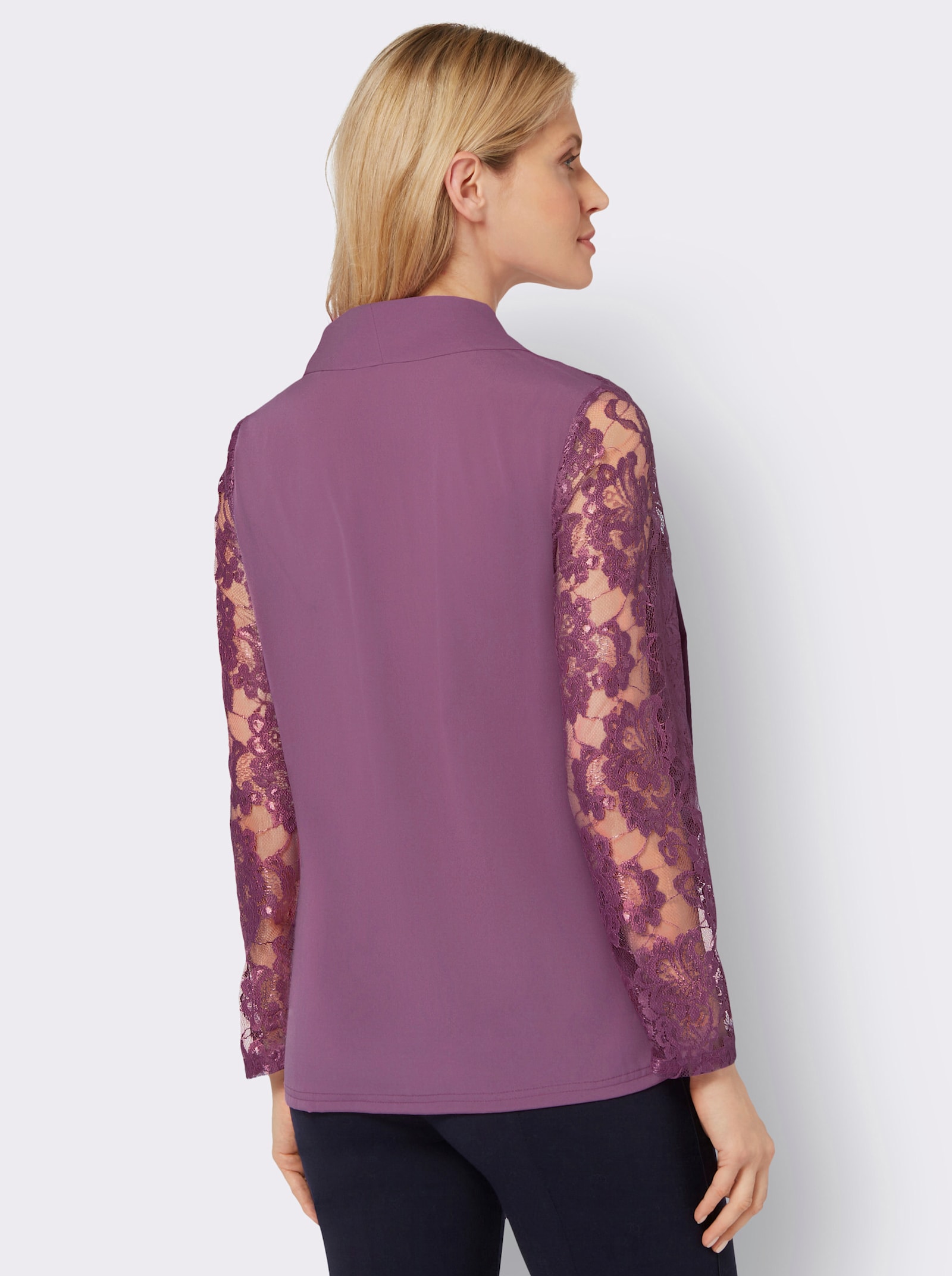 Kanten blouse in twinset-look - violet