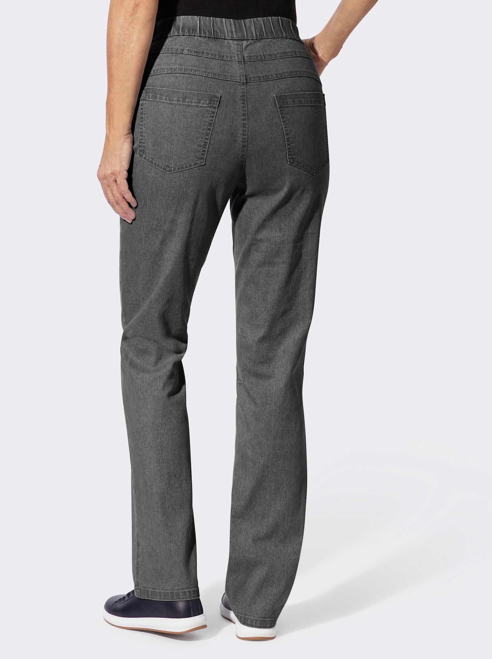 Schlupfjeans mit geradem Bein - anthrazit-grey-denim