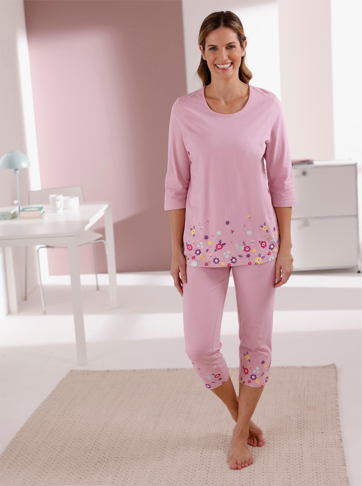wäschepur Pyjama's - kalkmint bedrukt + roze bedrukt