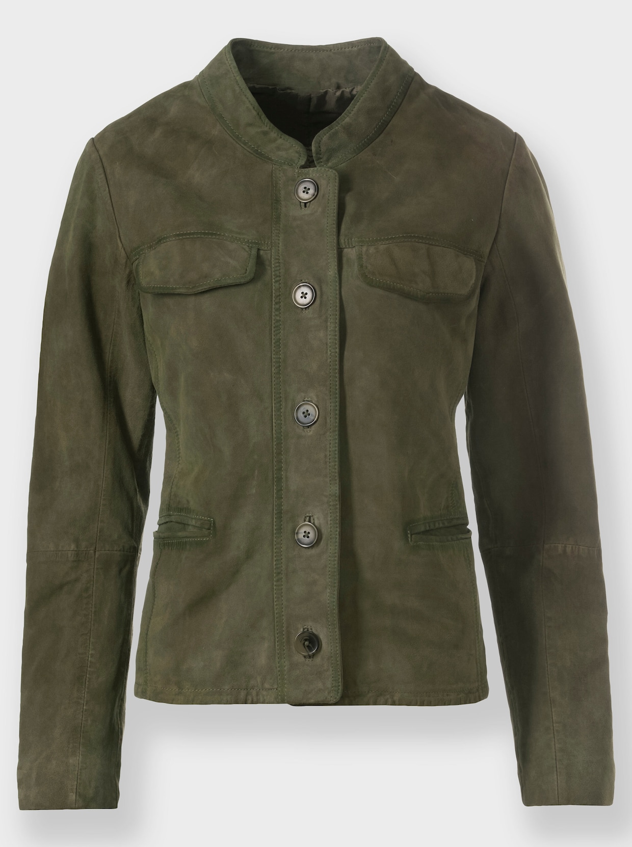 heine Veste en cuir - vert olive