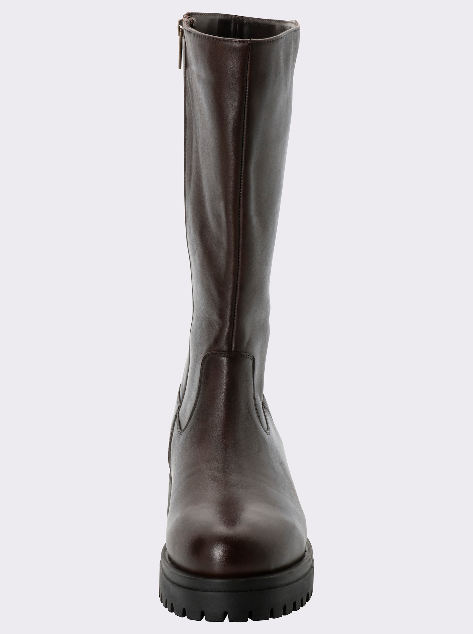 sheego Weitschaftstiefel aus Rindsleder - schoko