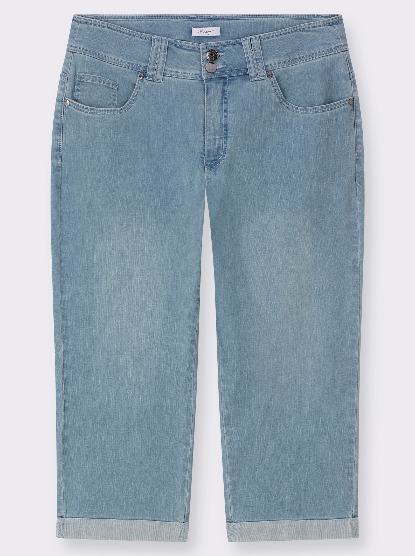 sheego 3/4-Jeans für kräftigere Oberschenkel - blue-bleached