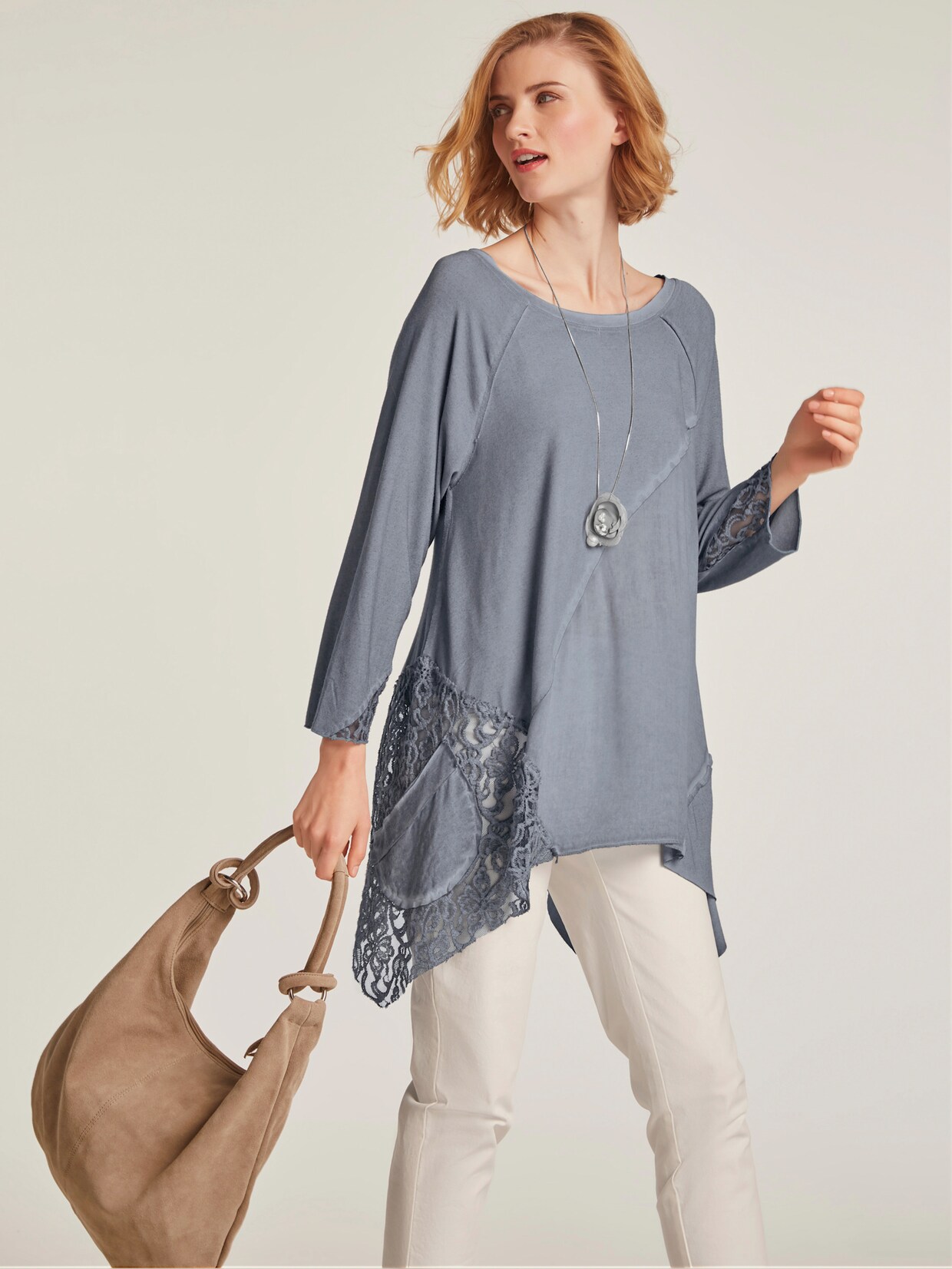 heine Rundhals-Shirt - dunkelblau
