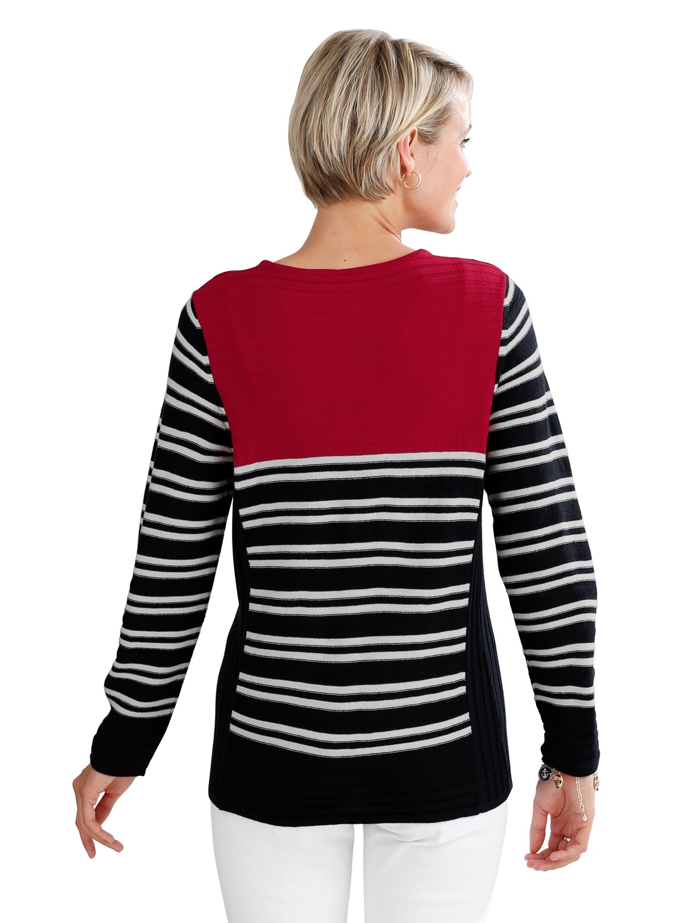 Pullover - marine-weiß-geringelt