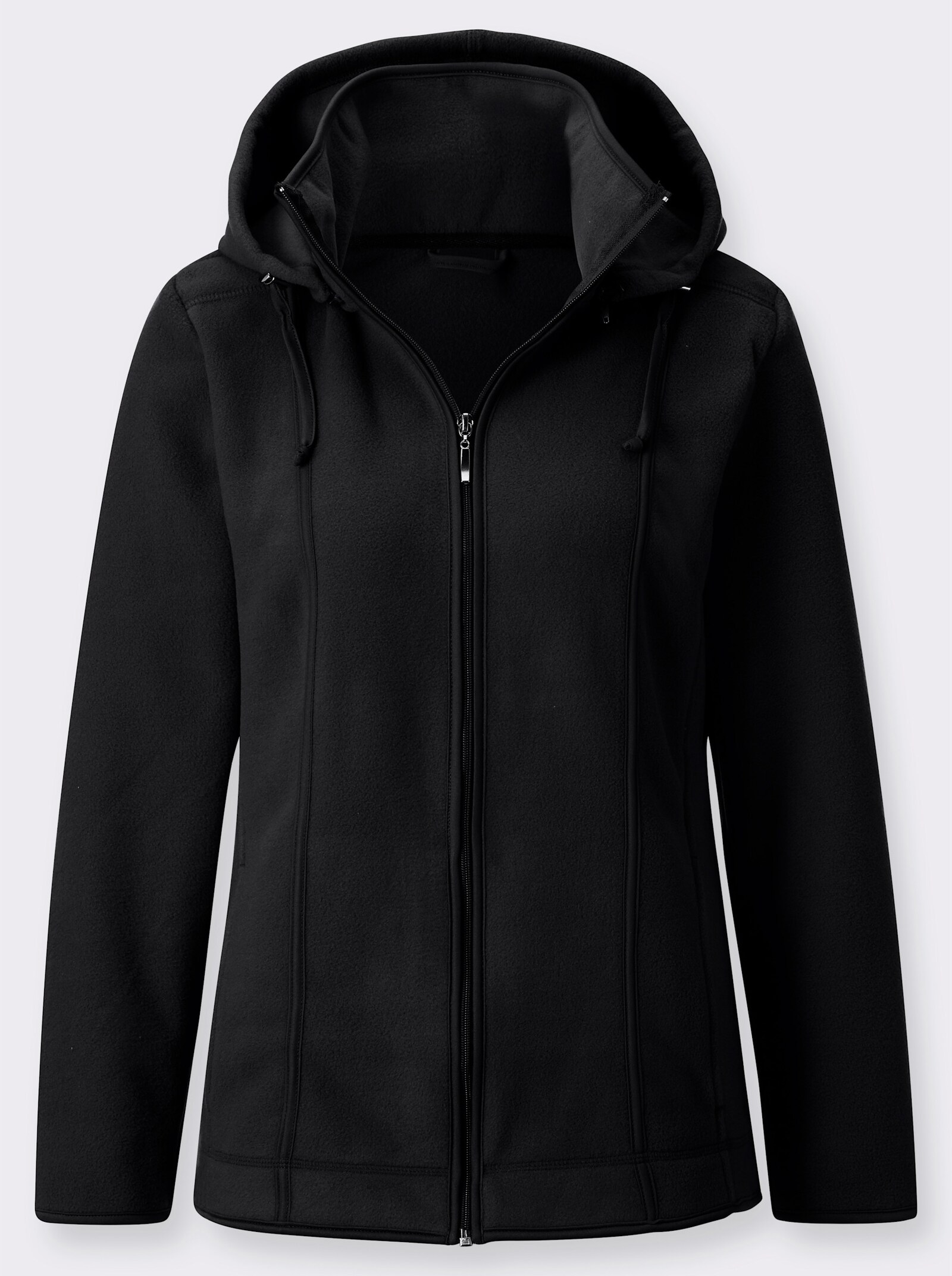 Fleecejack met afneembare capuchon - zwart