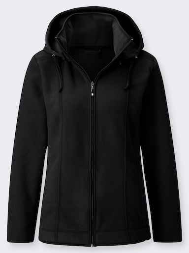 Fleecejacke mit abnehmbarer Kapuze - schwarz