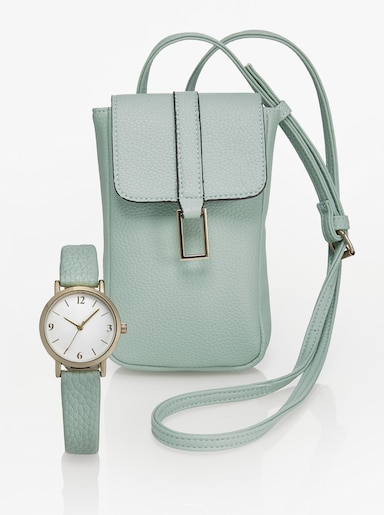 Handtasche und Uhr - grün