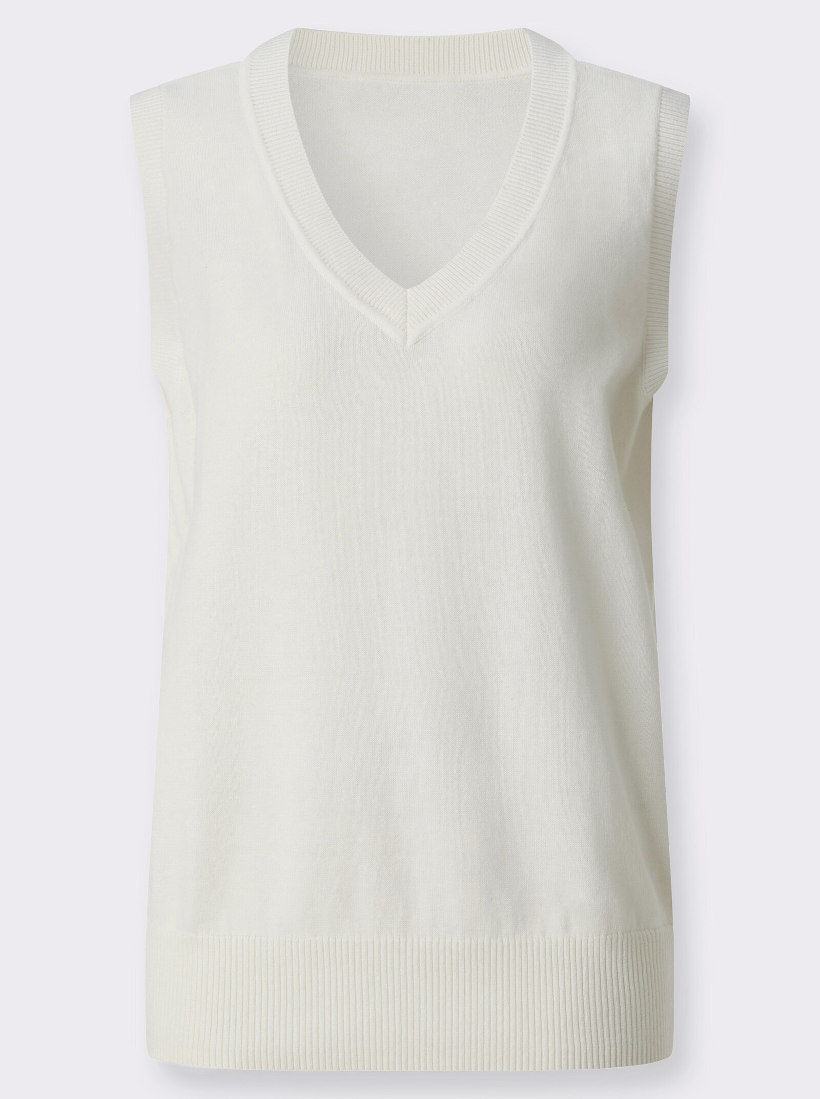 Pullunder mit gerippten Abschlüssen - ecru