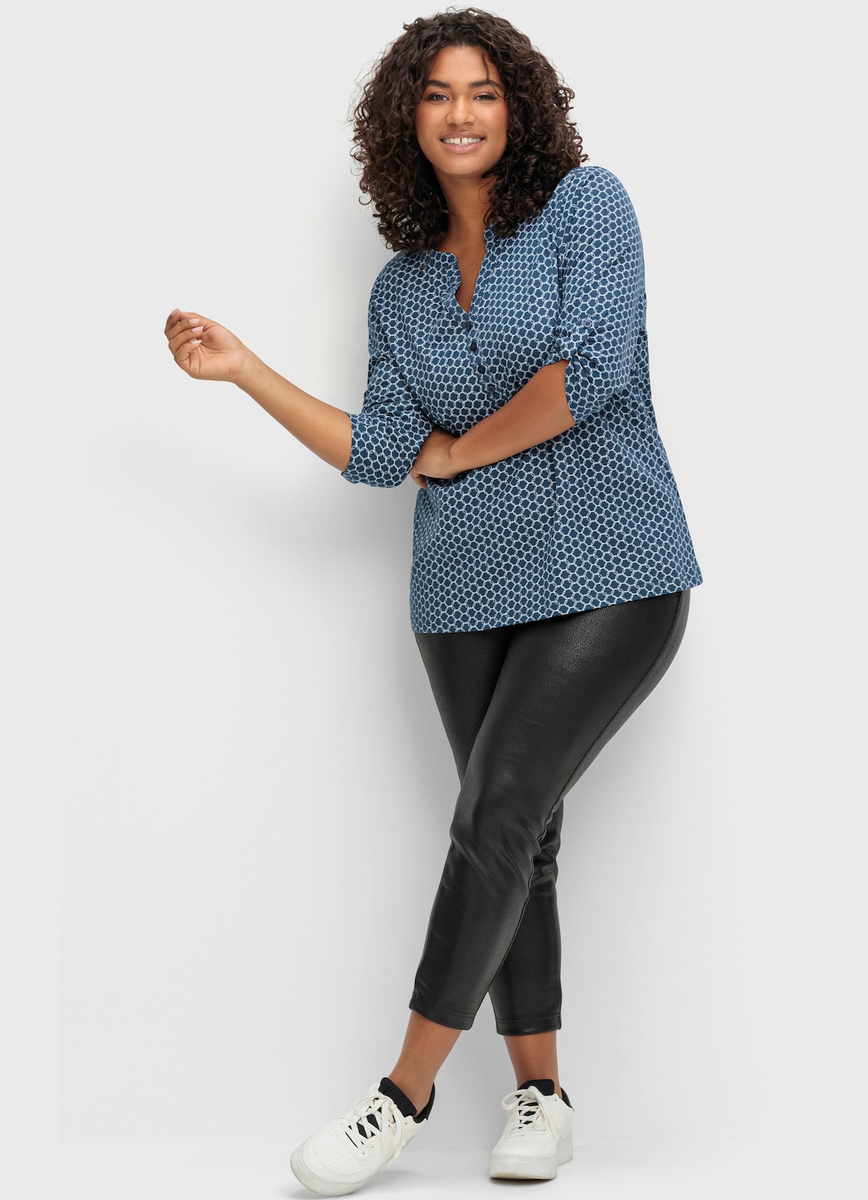 3/4-Arm-Shirt - dunkelblau-bedruckt
