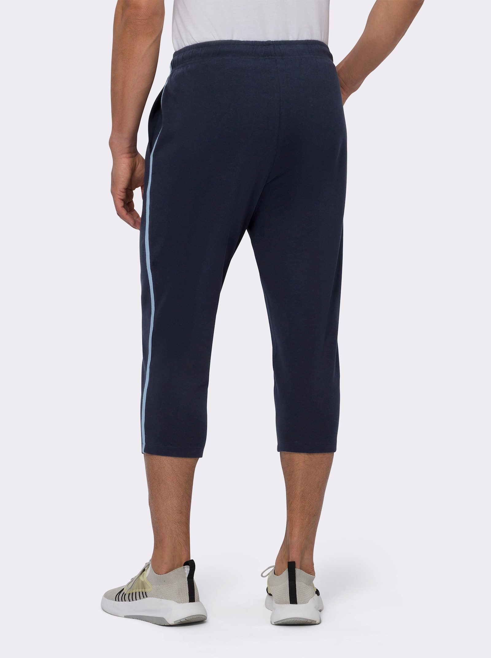 3/4 kalhoty s kontrastními paspulkami - námořnická modrá