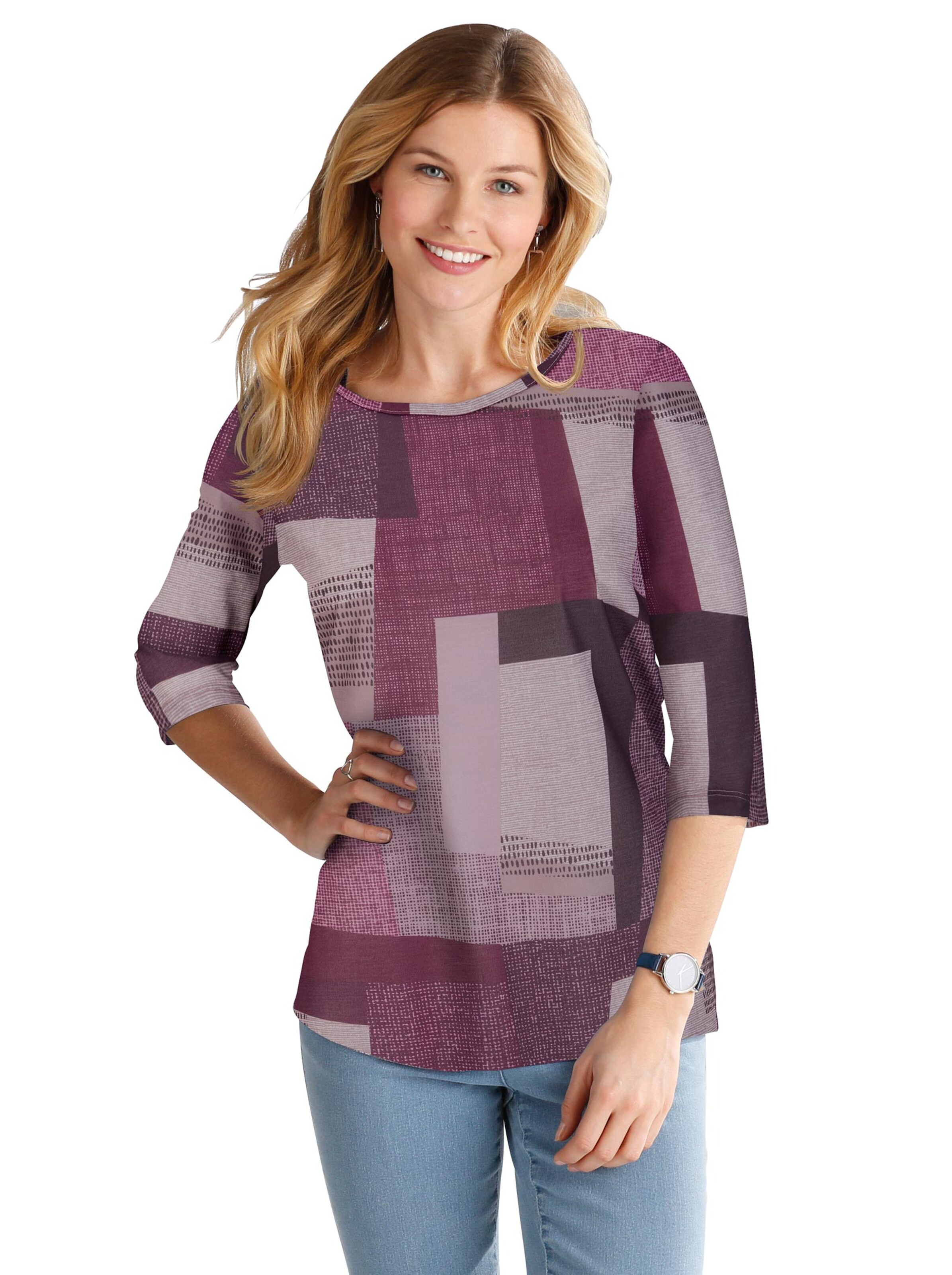 Longshirt - bordeaux-gemustert