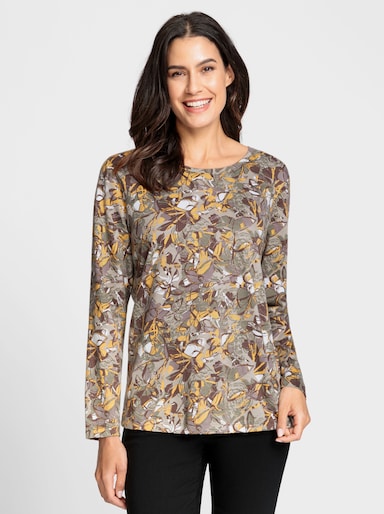 Print-Shirt mit 50% Baumwolle - khaki-bedruckt