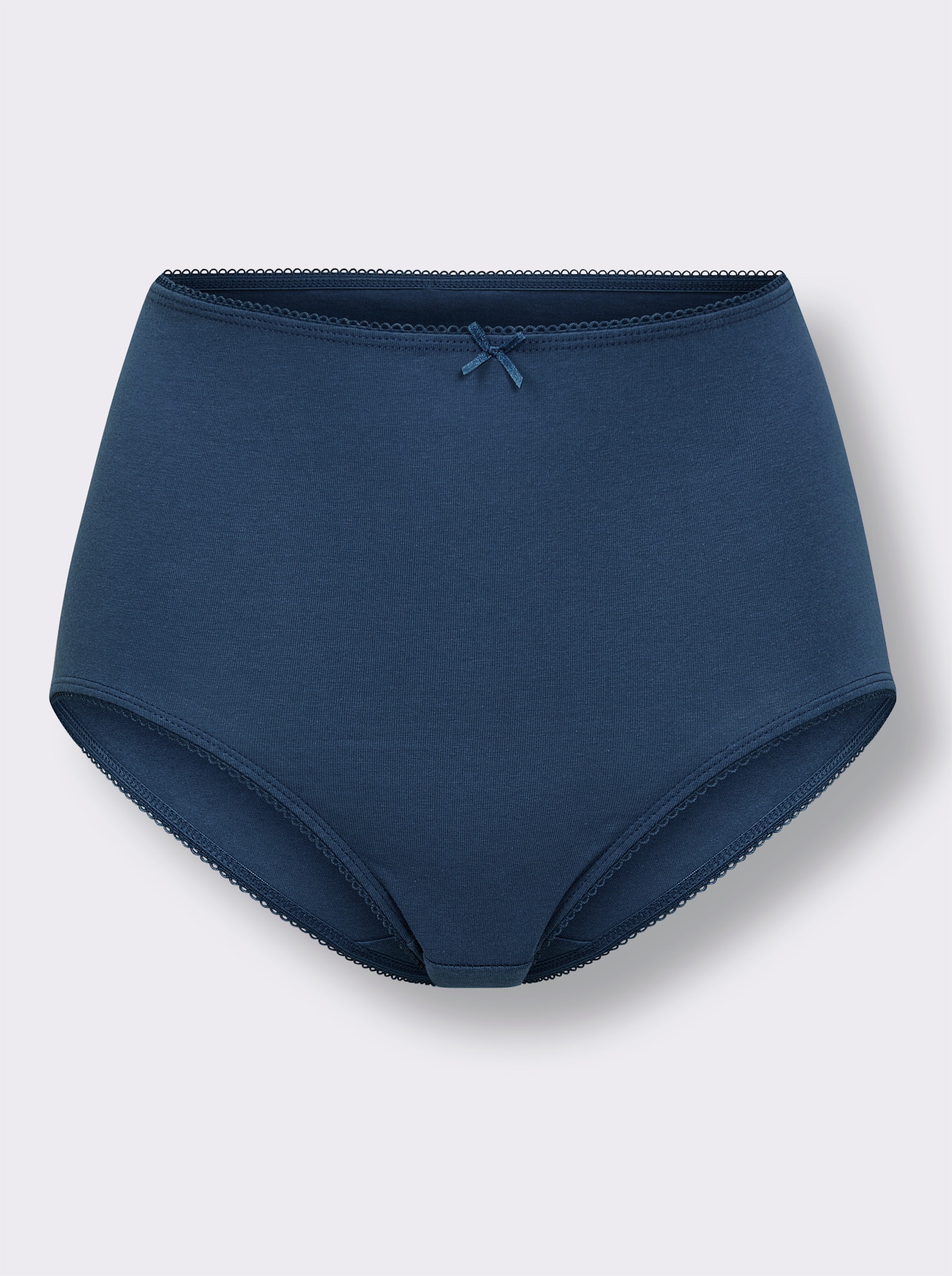 wäschepur Taillenslip mit Mäusezähnchen-Spitze - 2x rauchblau-bedruckt + 1x rauchblau + 1x bordeaux
