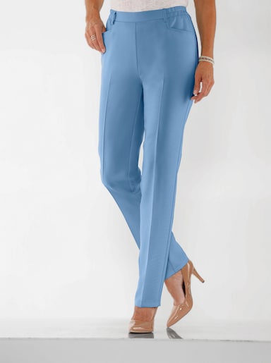 Broek met persplooien - middenblauw