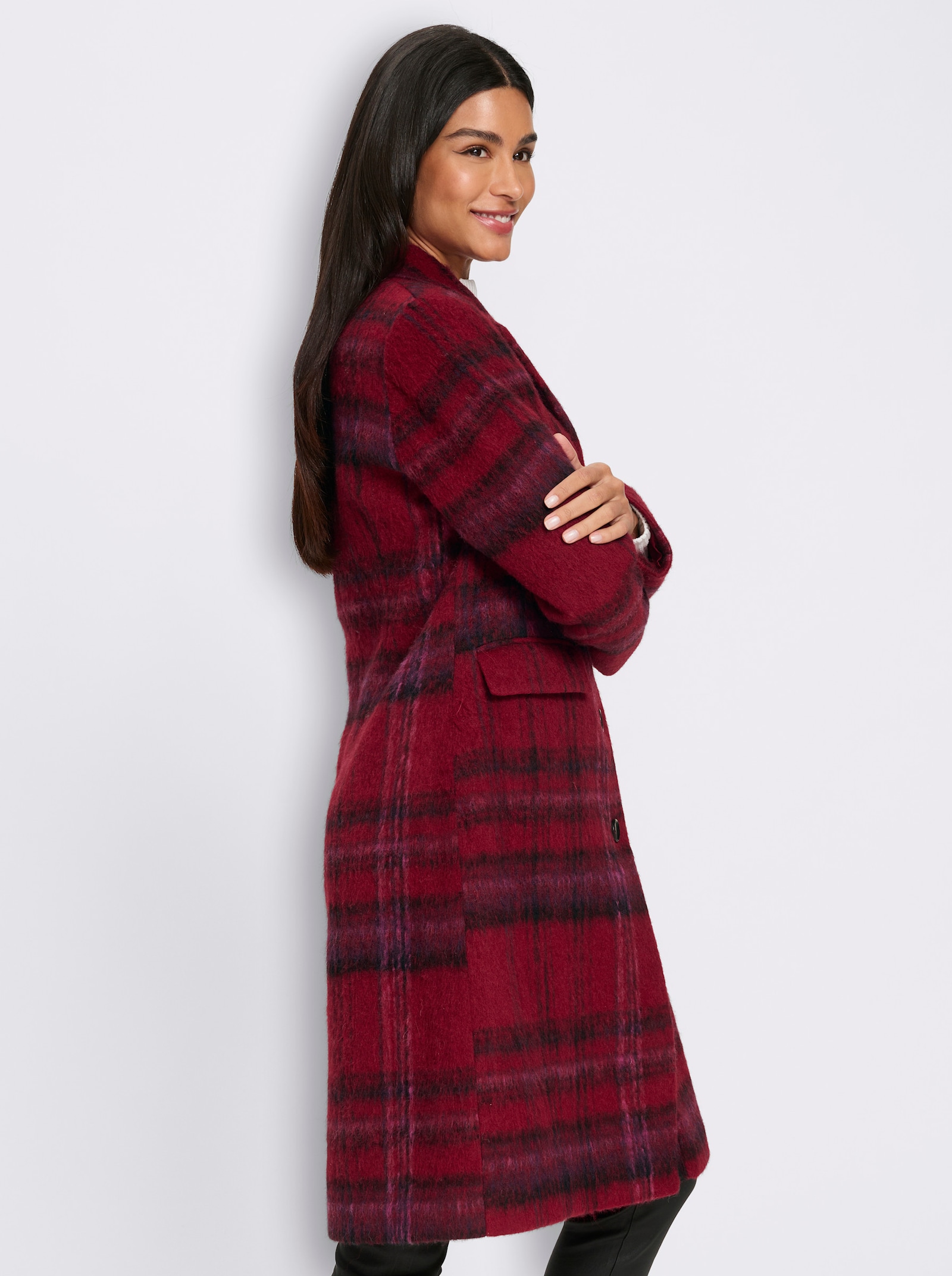 heine Mantel mit Karomuster - kirsche-schwarz-kariert