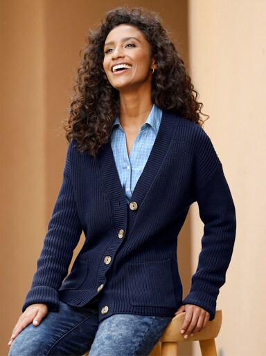 heine Strickjacke mit Taschen - marine