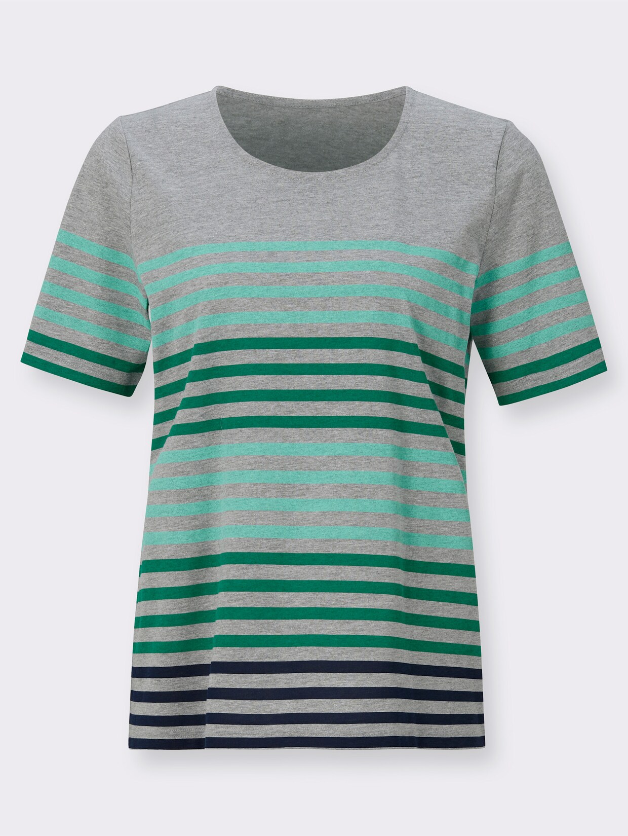 Shirt met korte mouwen - groen/grijs gestreept