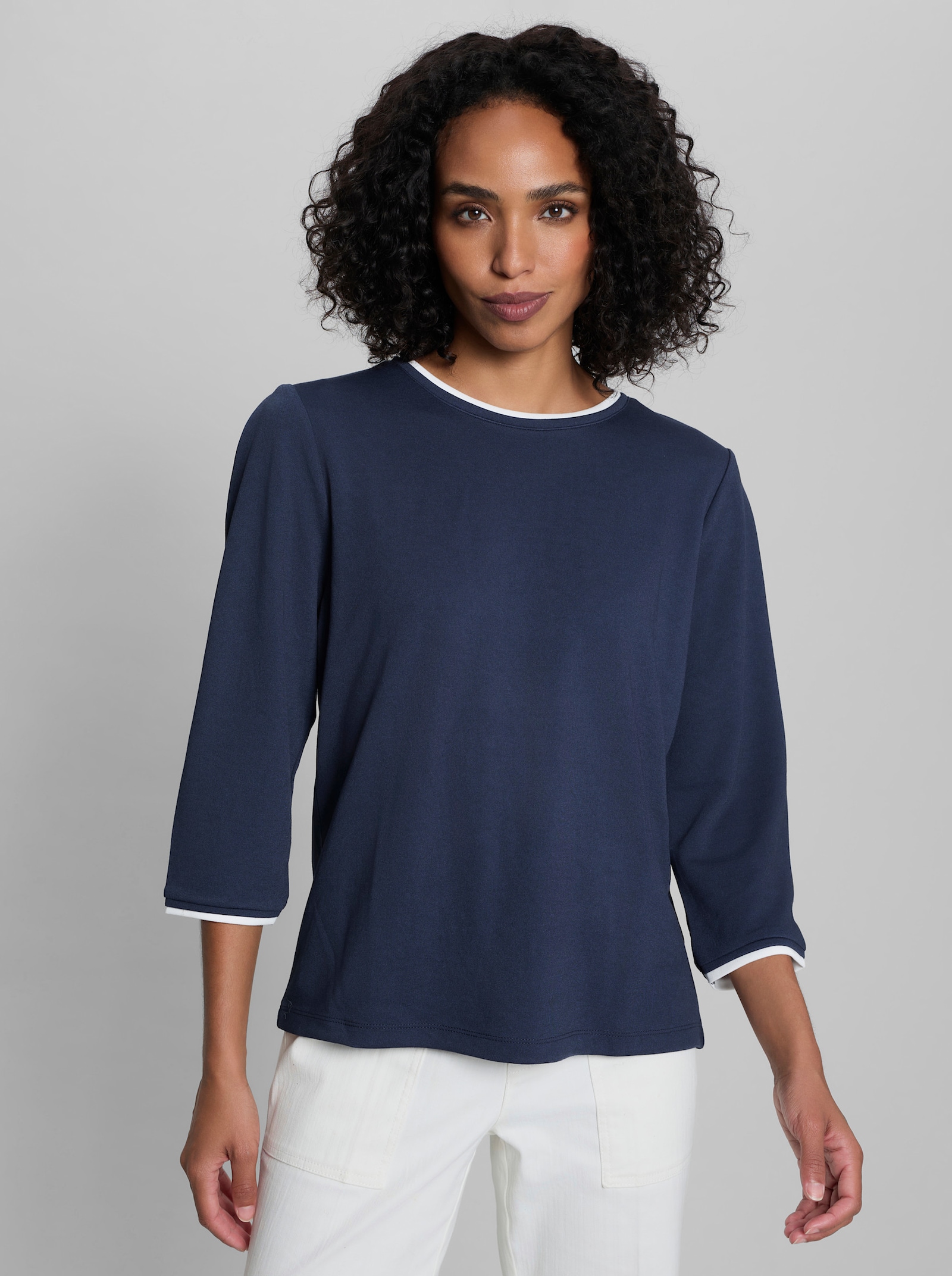 heine Langarmshirt mit Kontrast-Details - marine