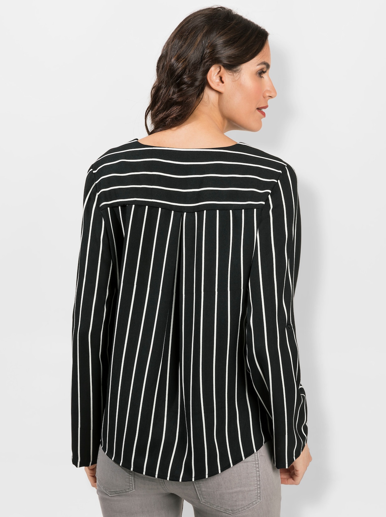 Blouse met lange mouwen - zwart/wit gestreept