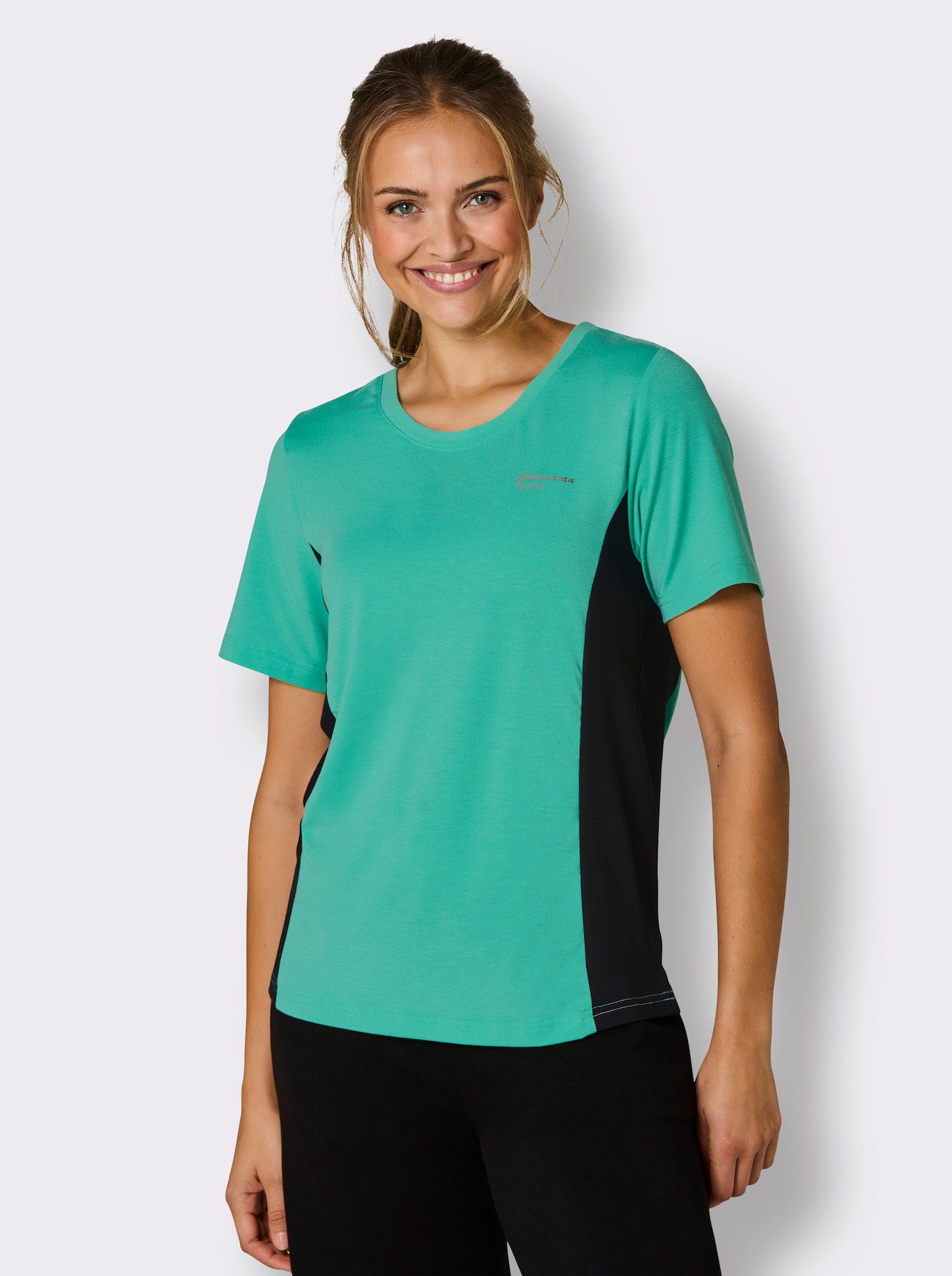 Catamaran Sports Functioneel shirt met contrastinzetten - blauwgroen