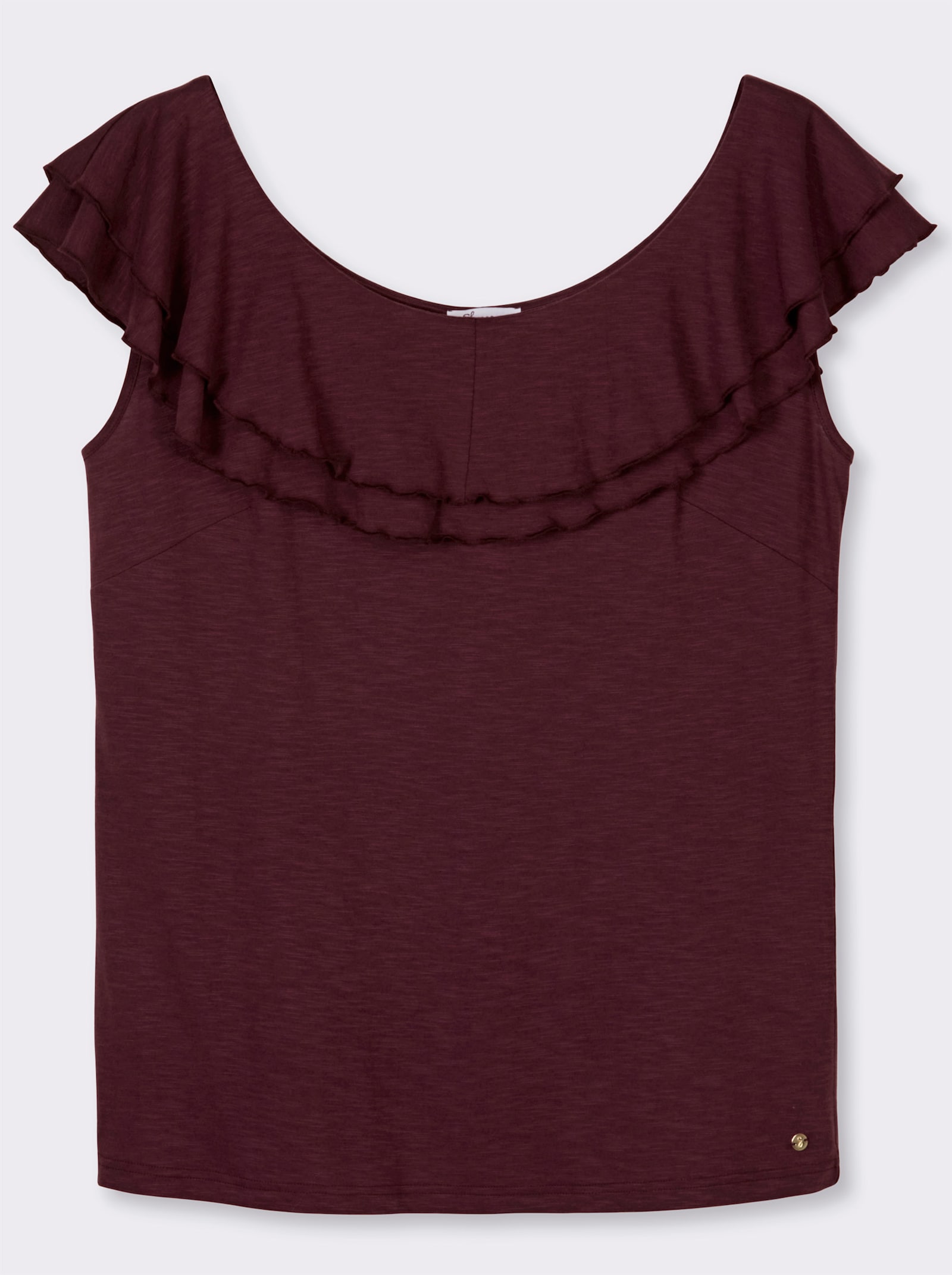 sheego Carmenshirt mit breitem Volant - burgund