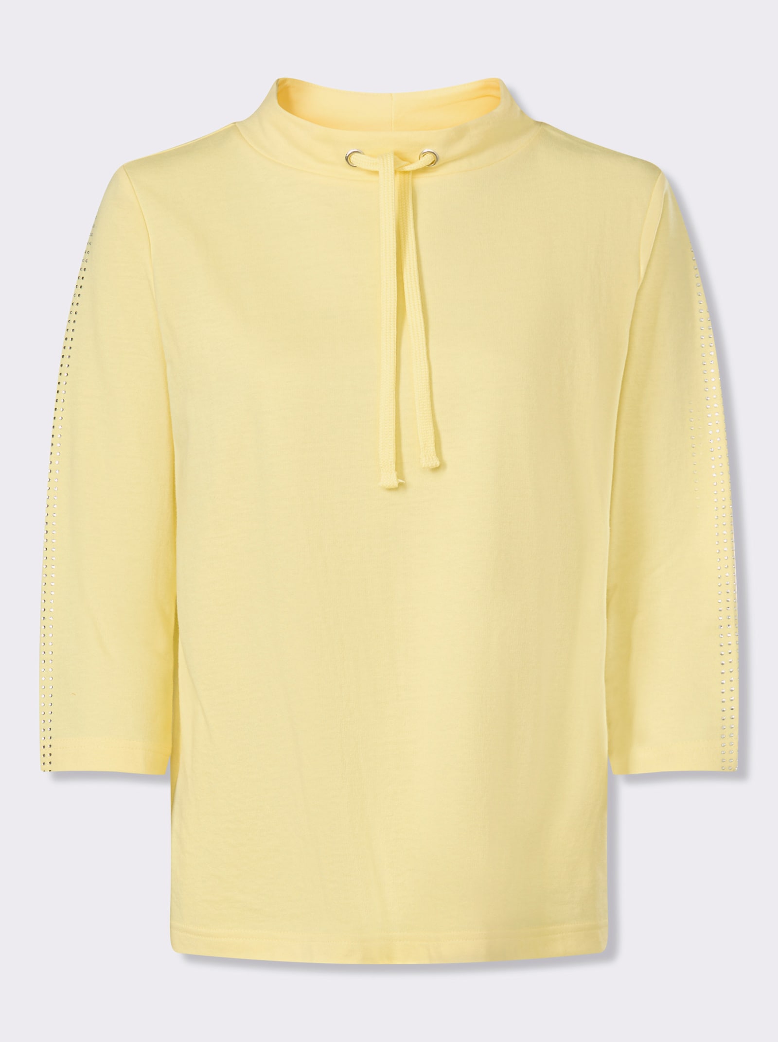 Sweatshirt mit Glitzersteinchen - zitrone