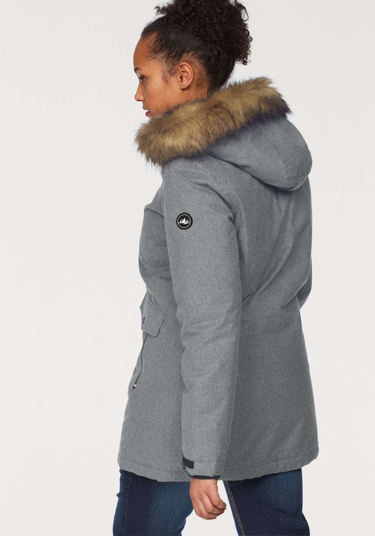 Funktionsparka - grau-meliert