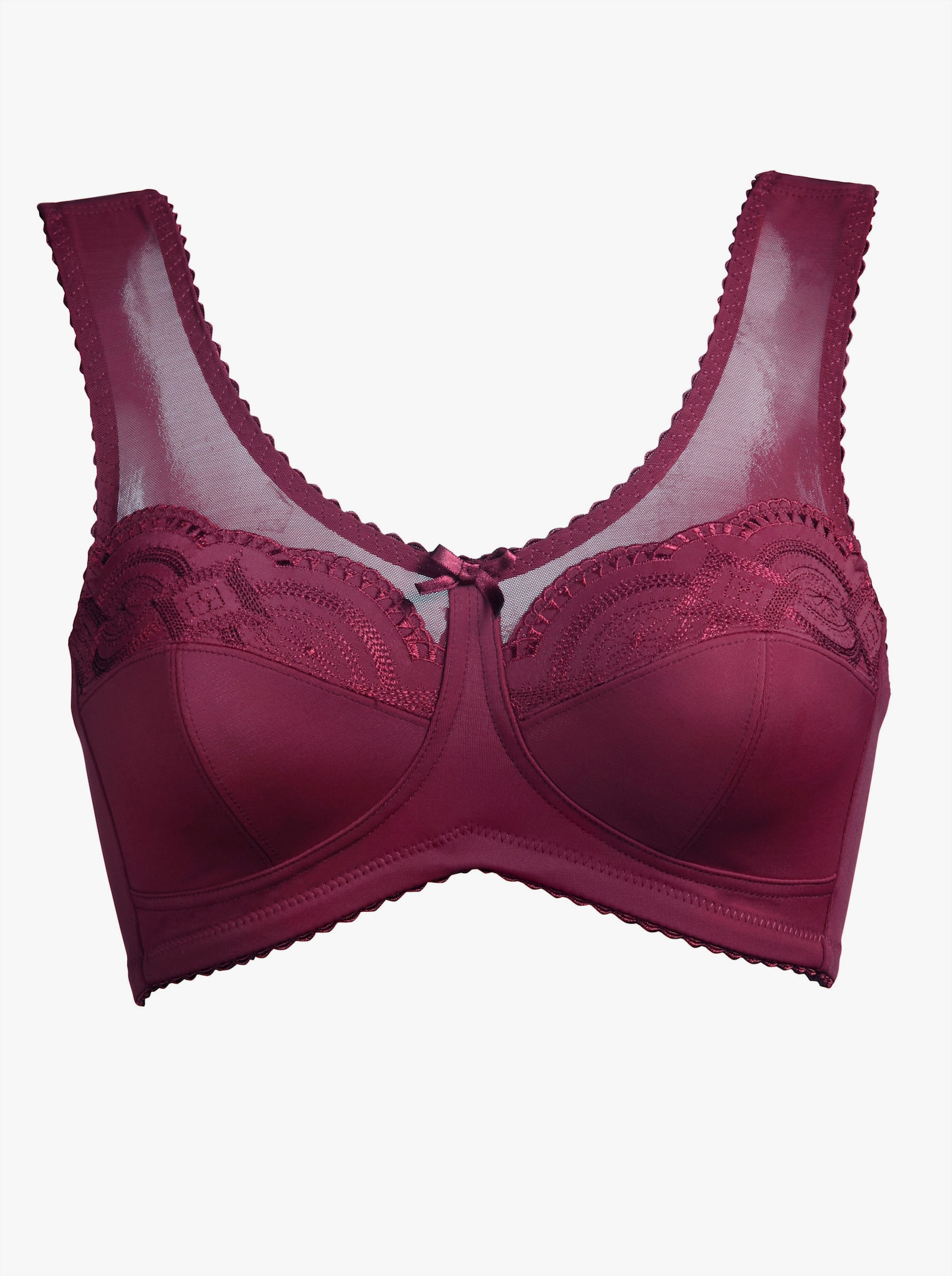 wäschepur Soutien-gorge confort sans armatures avec dentelle - noir + bordeaux