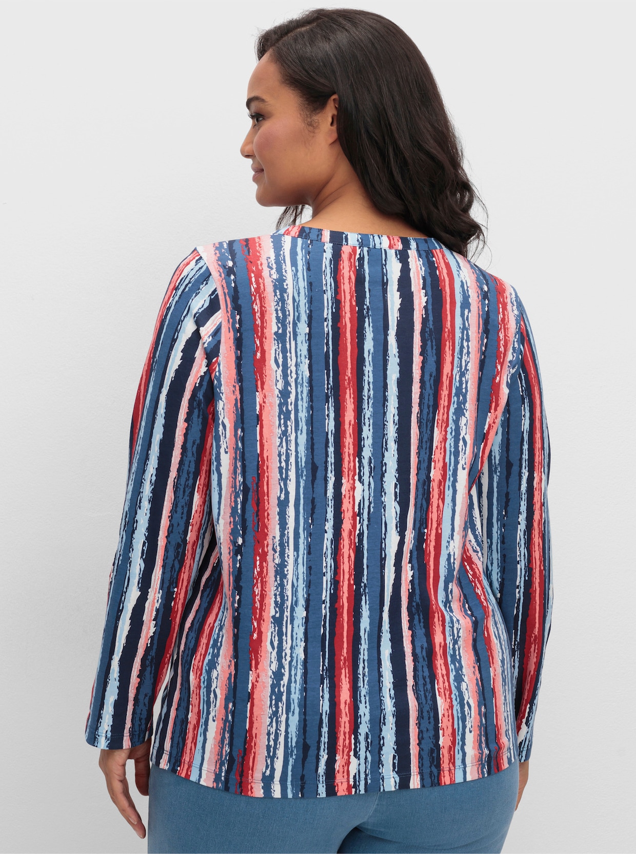 Langarmshirt - marine-erdbeere-bedruckt