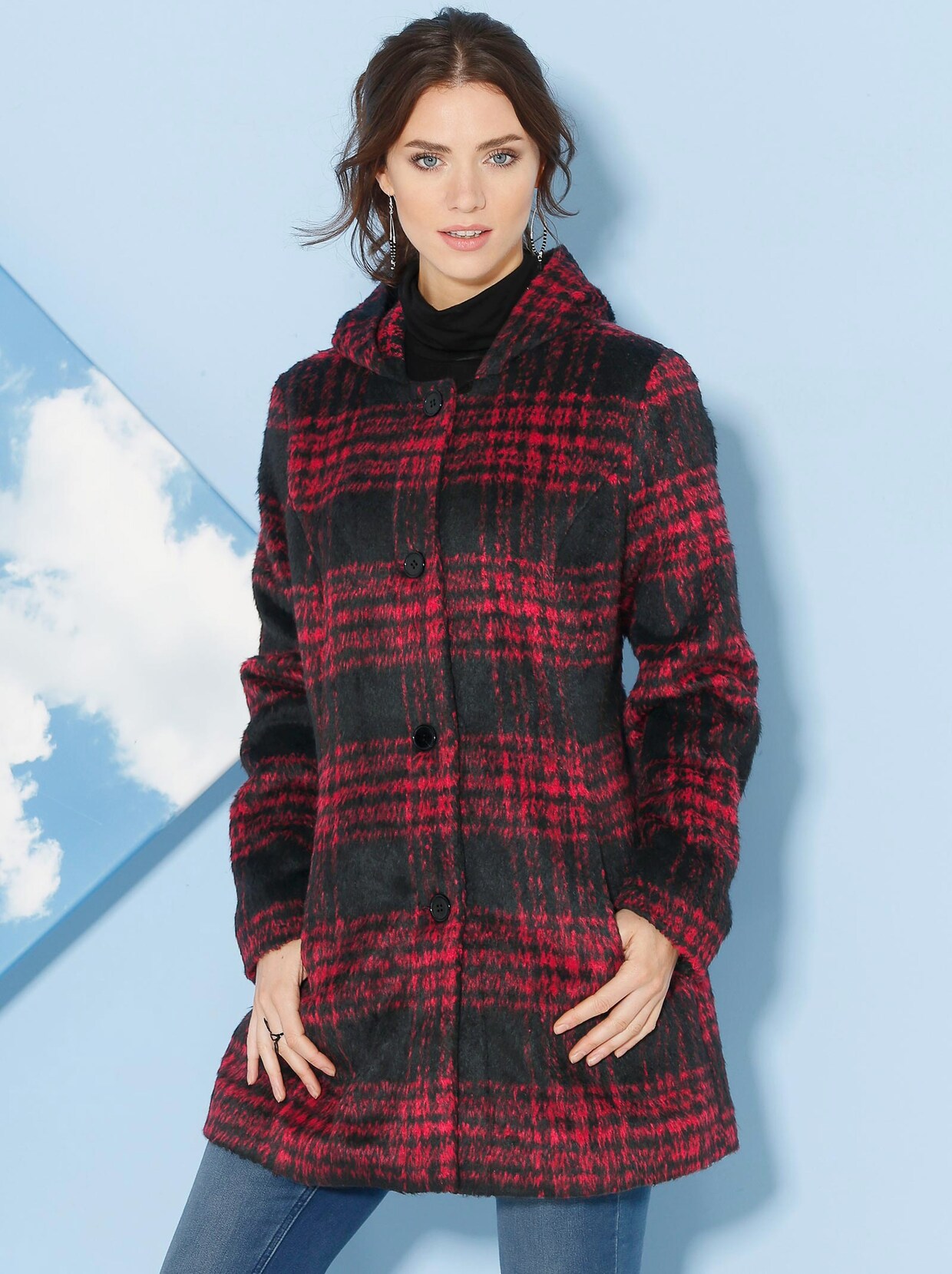 Outdoorjacke - schwarz-rot-kariert