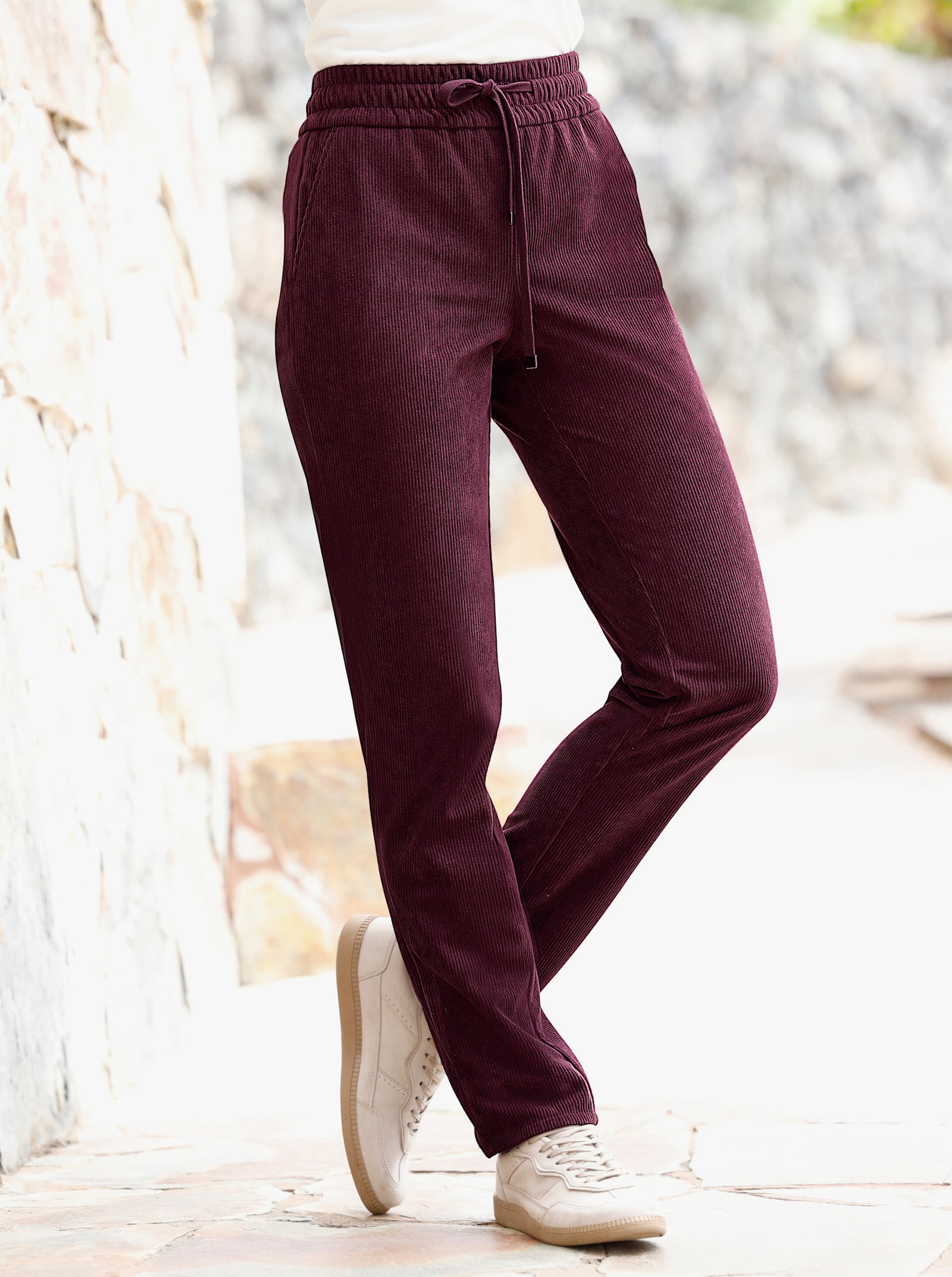 heine Cordhose mit Dehnbund - burgund